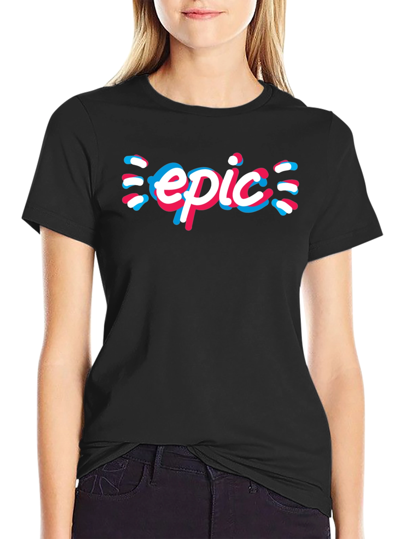 Epic Graphic Tee - Modern Black Cotton Blend T-Shirt
