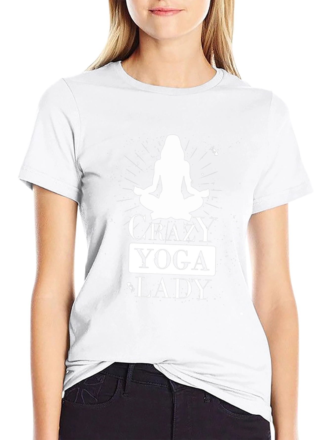 Crazy Yoga Lady T-Shirt - Black Cotton Tee