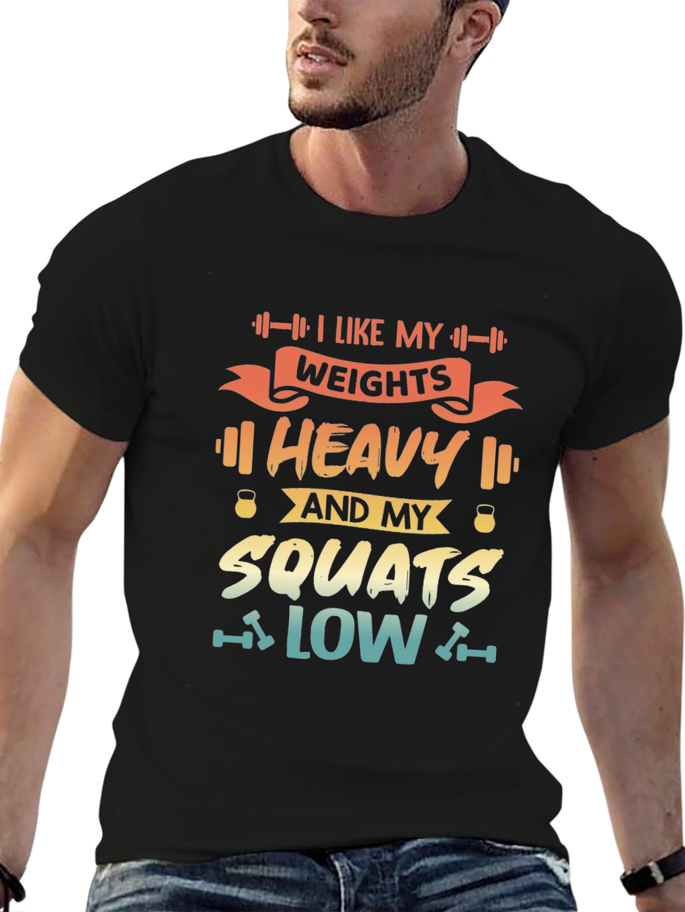 Heavy Weights & Low Squats Graphic Tee - Black