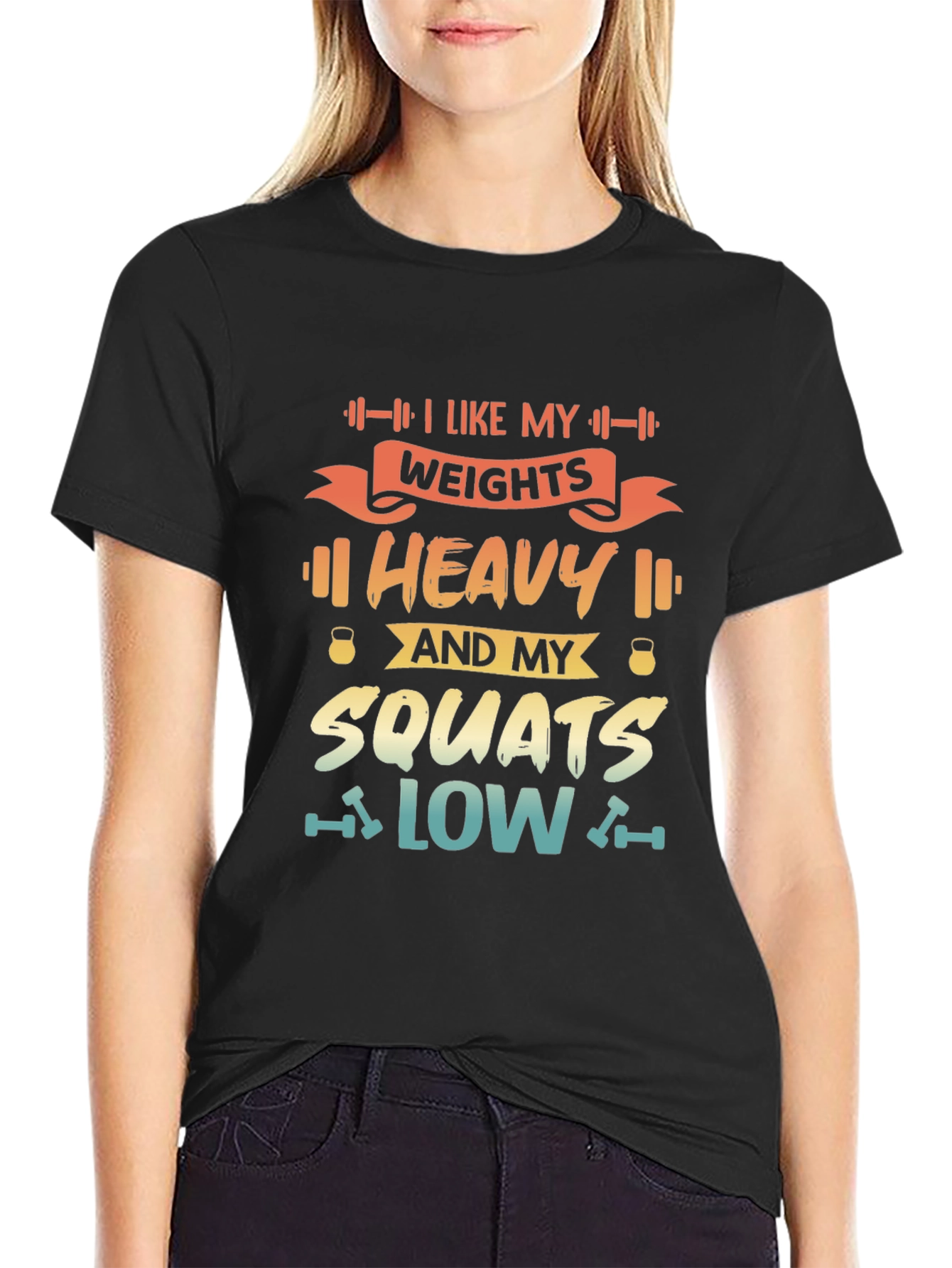 Heavy Weights & Low Squats Graphic Tee - Black