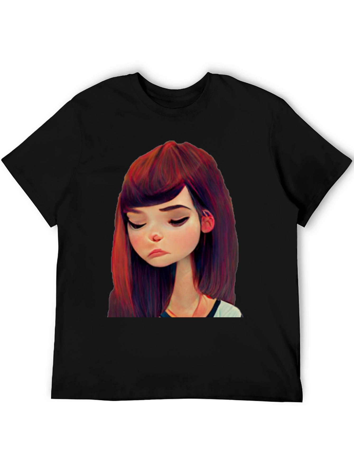 Cartoon Girl Graphic Black T-Shirt