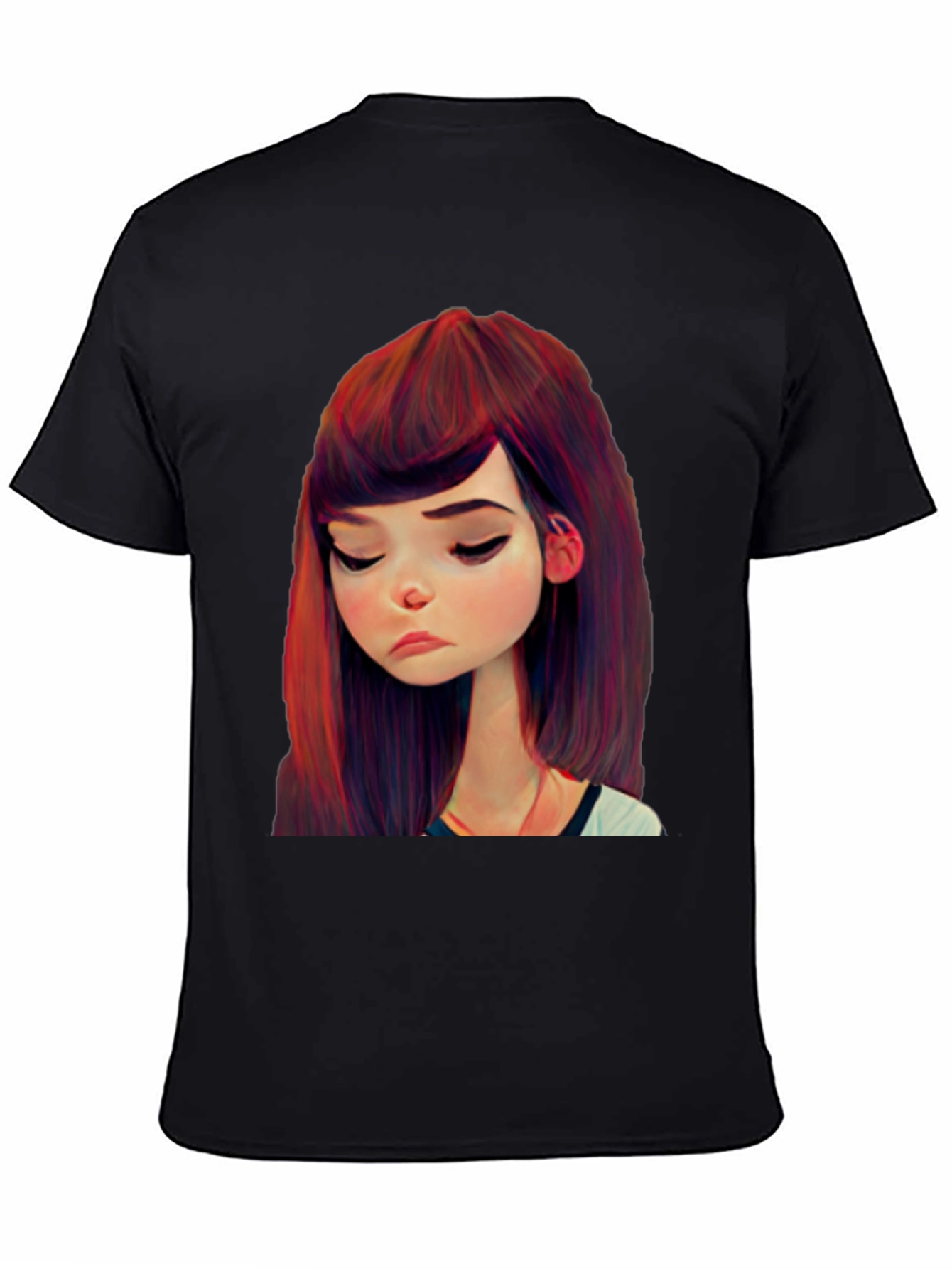 Cartoon Girl Graphic Black T-Shirt