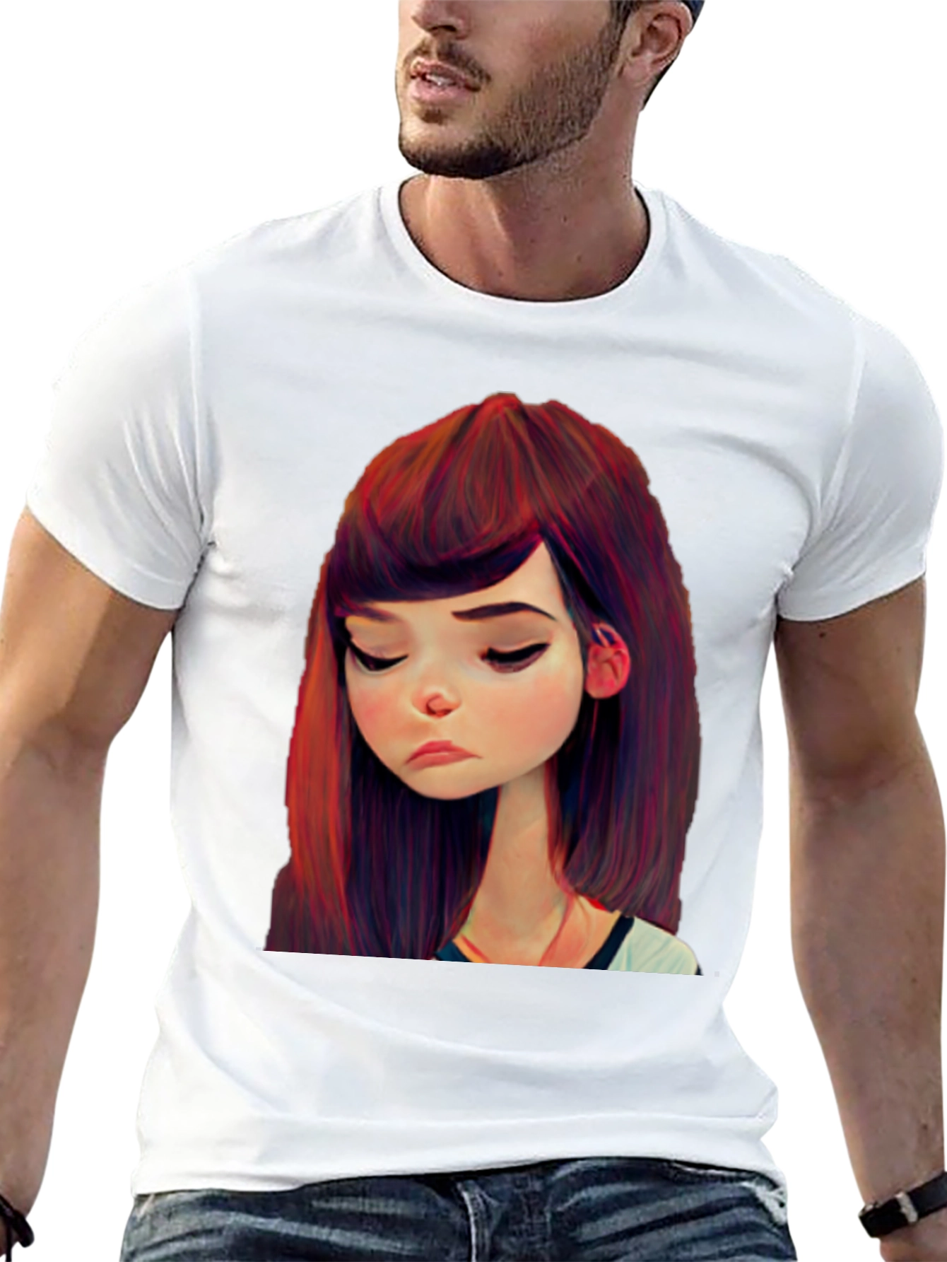 Cartoon Girl Graphic Black T-Shirt