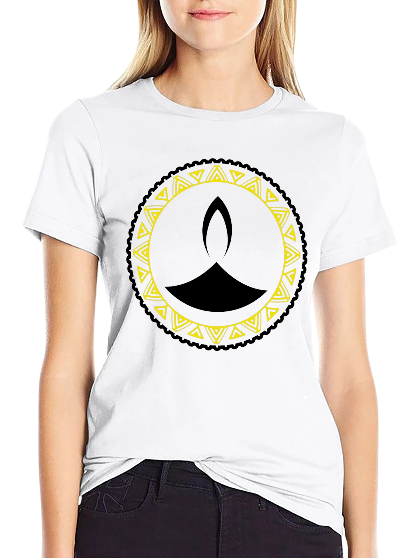 Diwali Lamp Graphic Tee - Black Cotton T-Shirt