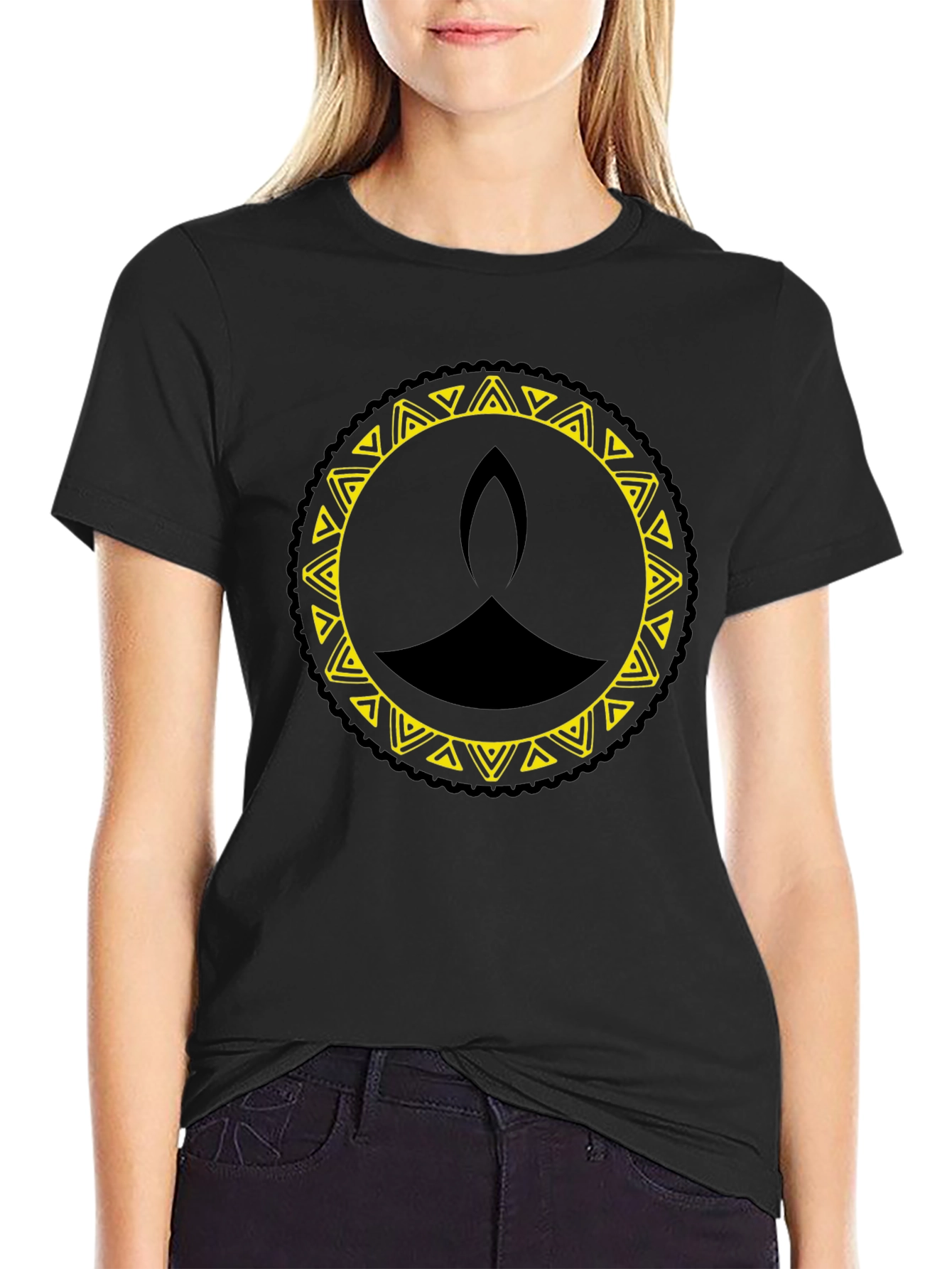 Diwali Lamp Graphic Tee - Black Cotton T-Shirt
