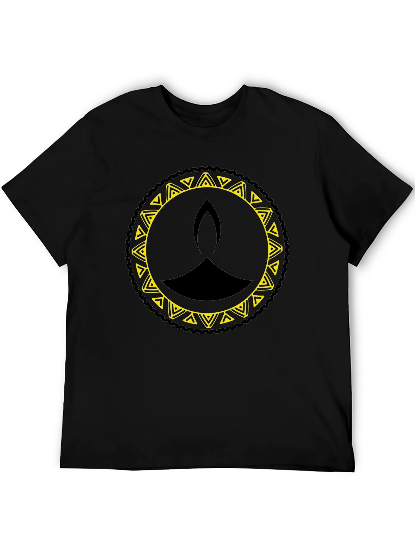Diwali Lamp Graphic Tee - Black Cotton T-Shirt