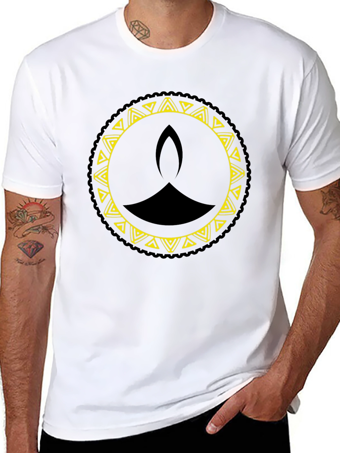 Diwali Lamp Graphic Tee - Black Cotton T-Shirt