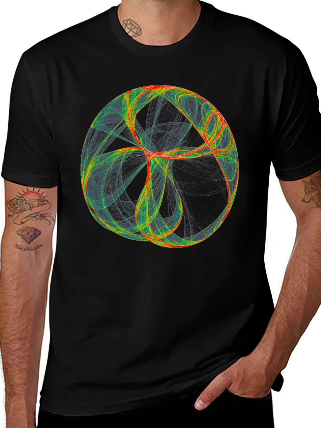 Abstract Orb Graphic Tee - Modern Black T-Shirt