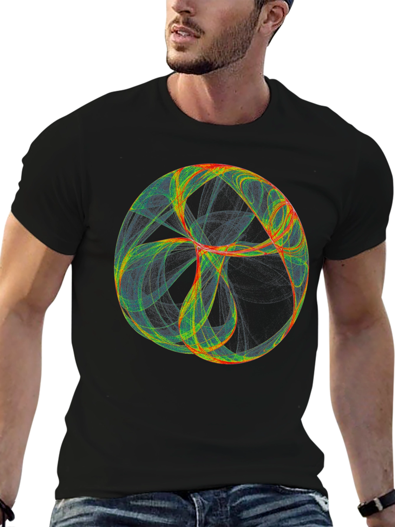Abstract Orb Graphic Tee - Modern Black T-Shirt