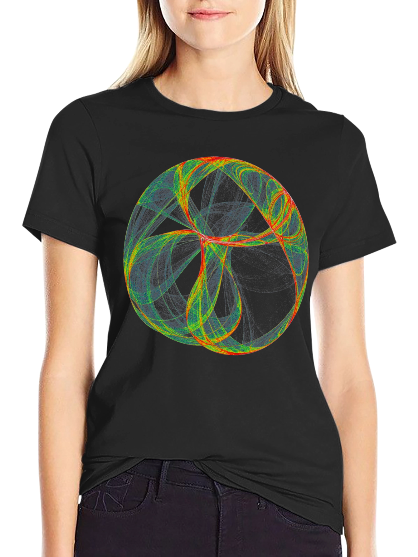 Abstract Orb Graphic Tee - Modern Black T-Shirt
