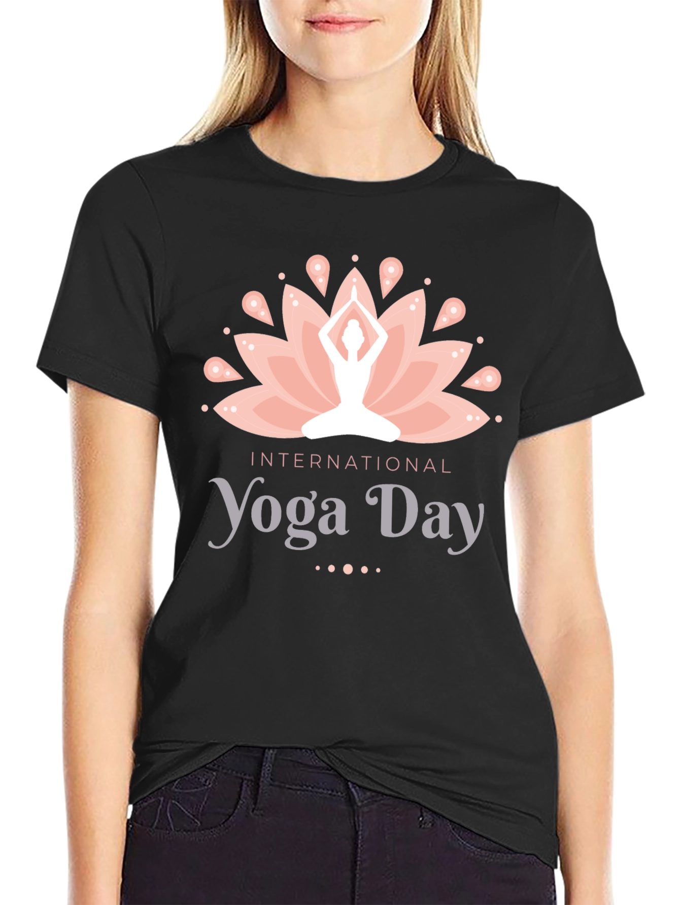 International Yoga Day Black T-Shirt