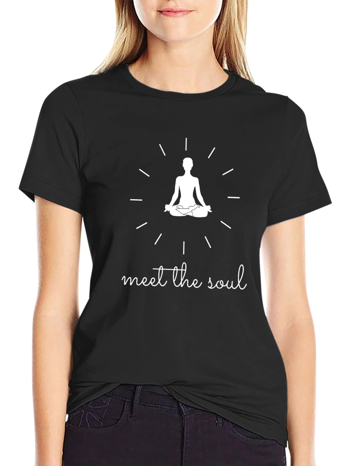 Meet the Soul Black Graphic Tee - Meditation Design
