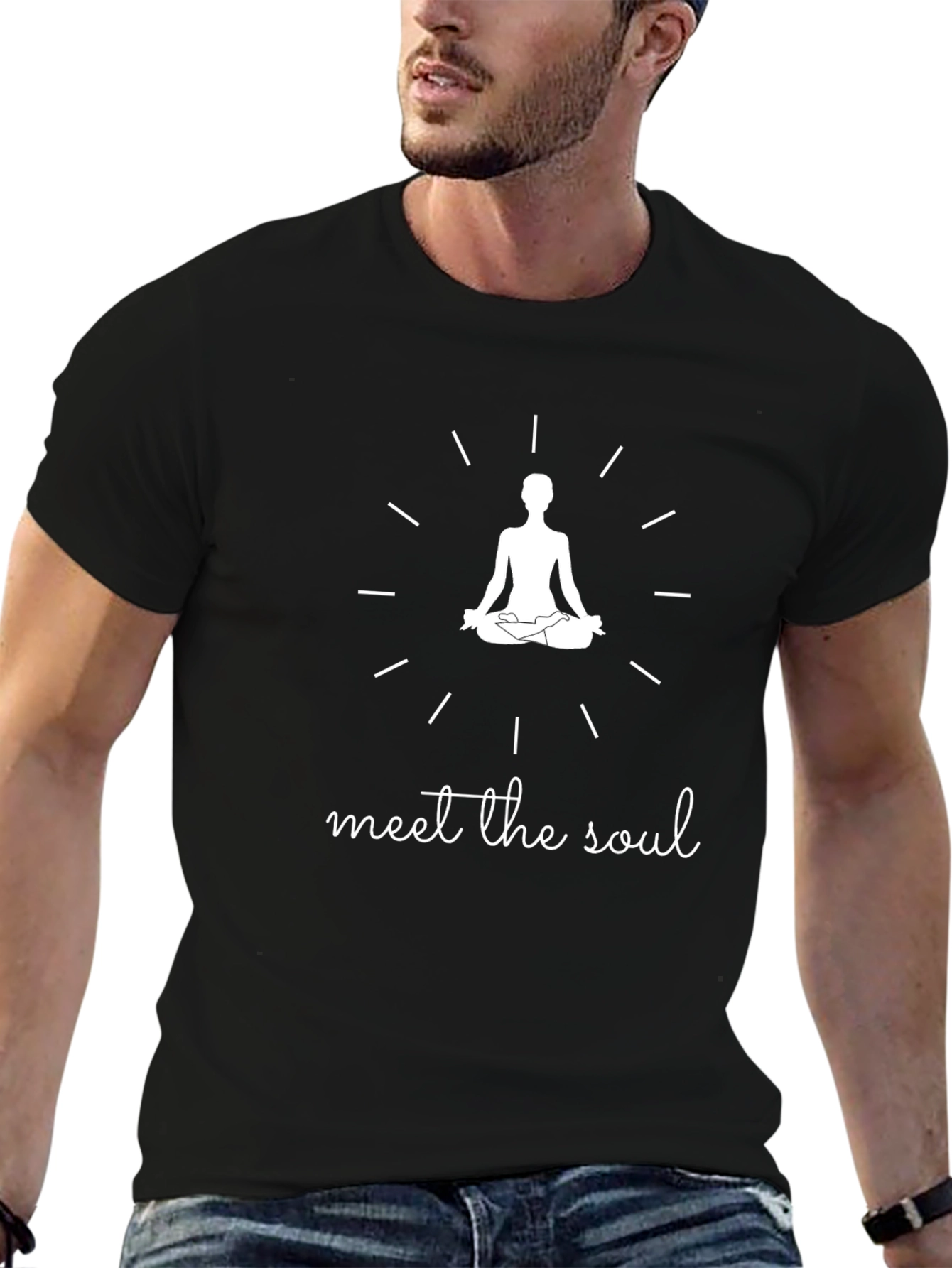 Meet the Soul Black Graphic Tee - Meditation Design