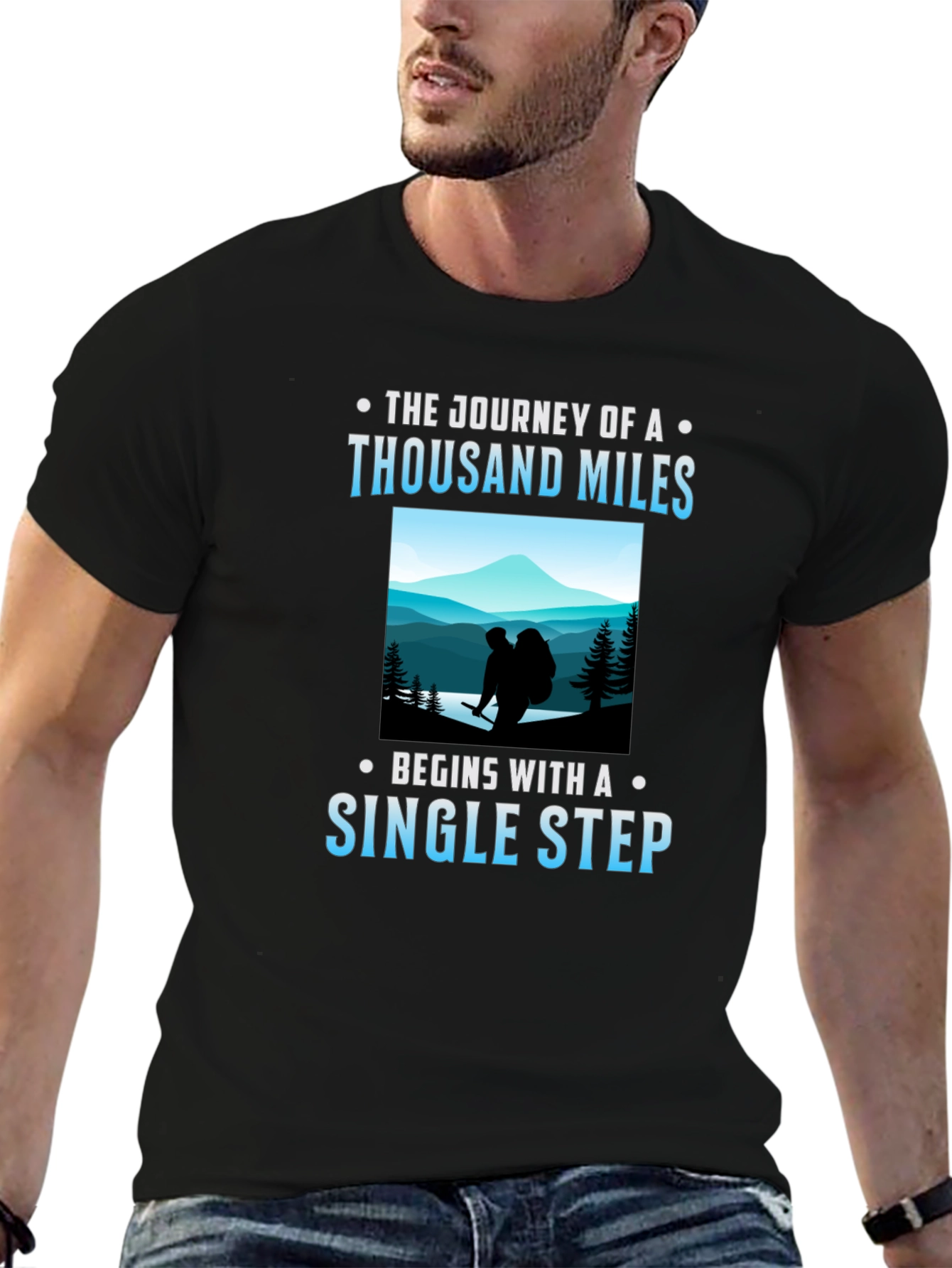 Inspirational Hiking T-Shirt - Thousand Miles Journey
