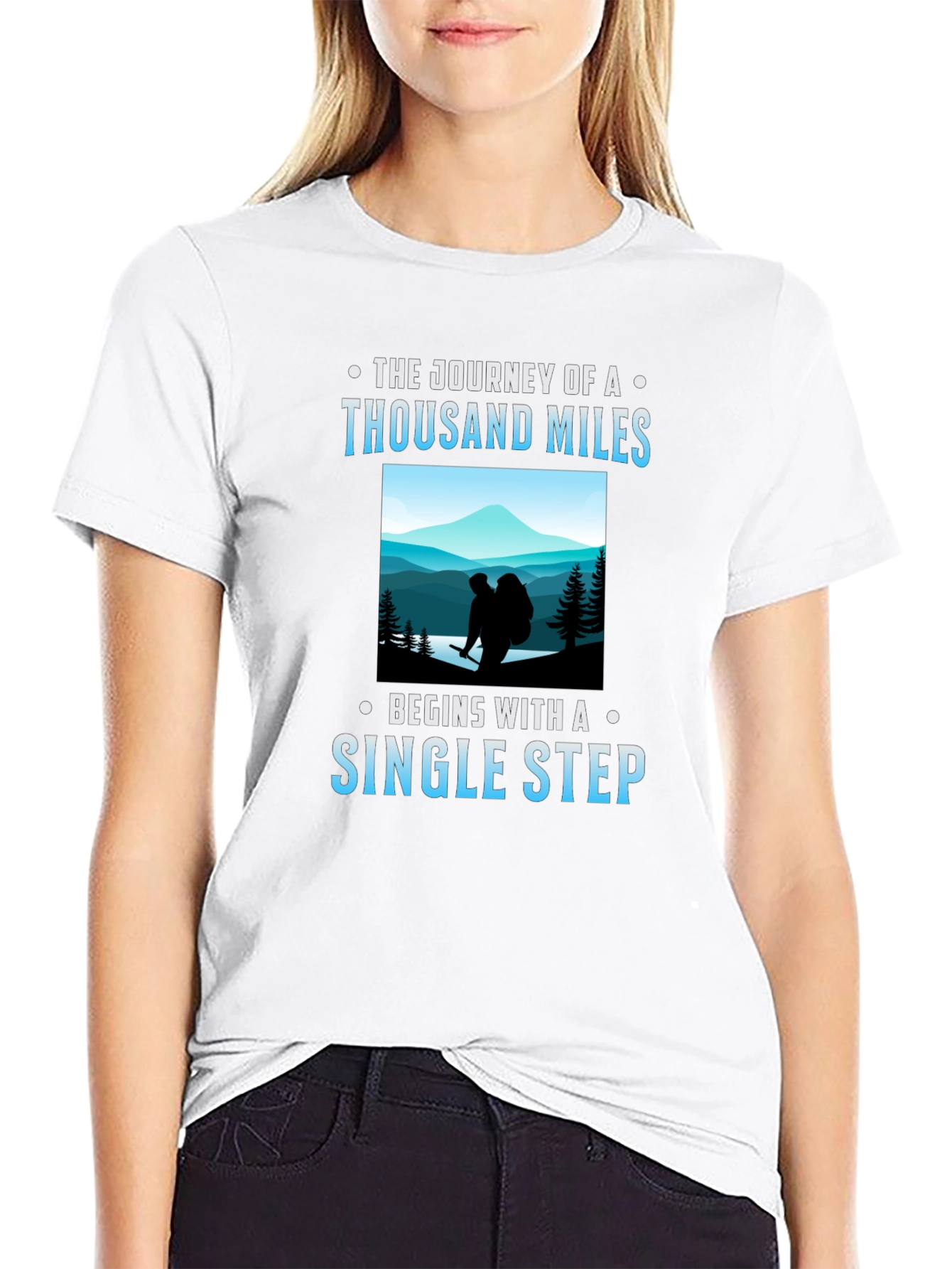 Inspirational Hiking T-Shirt - Thousand Miles Journey