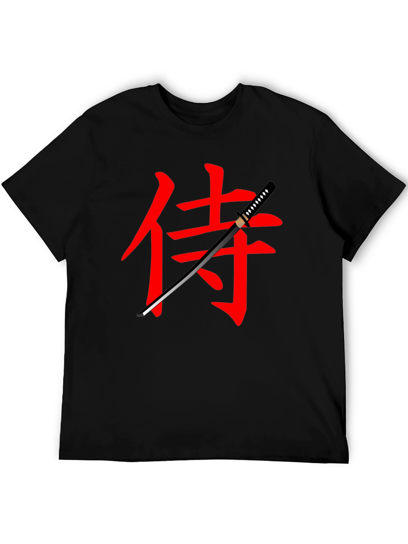 Samurai Sword Graphic Tee - Black Cotton T-Shirt