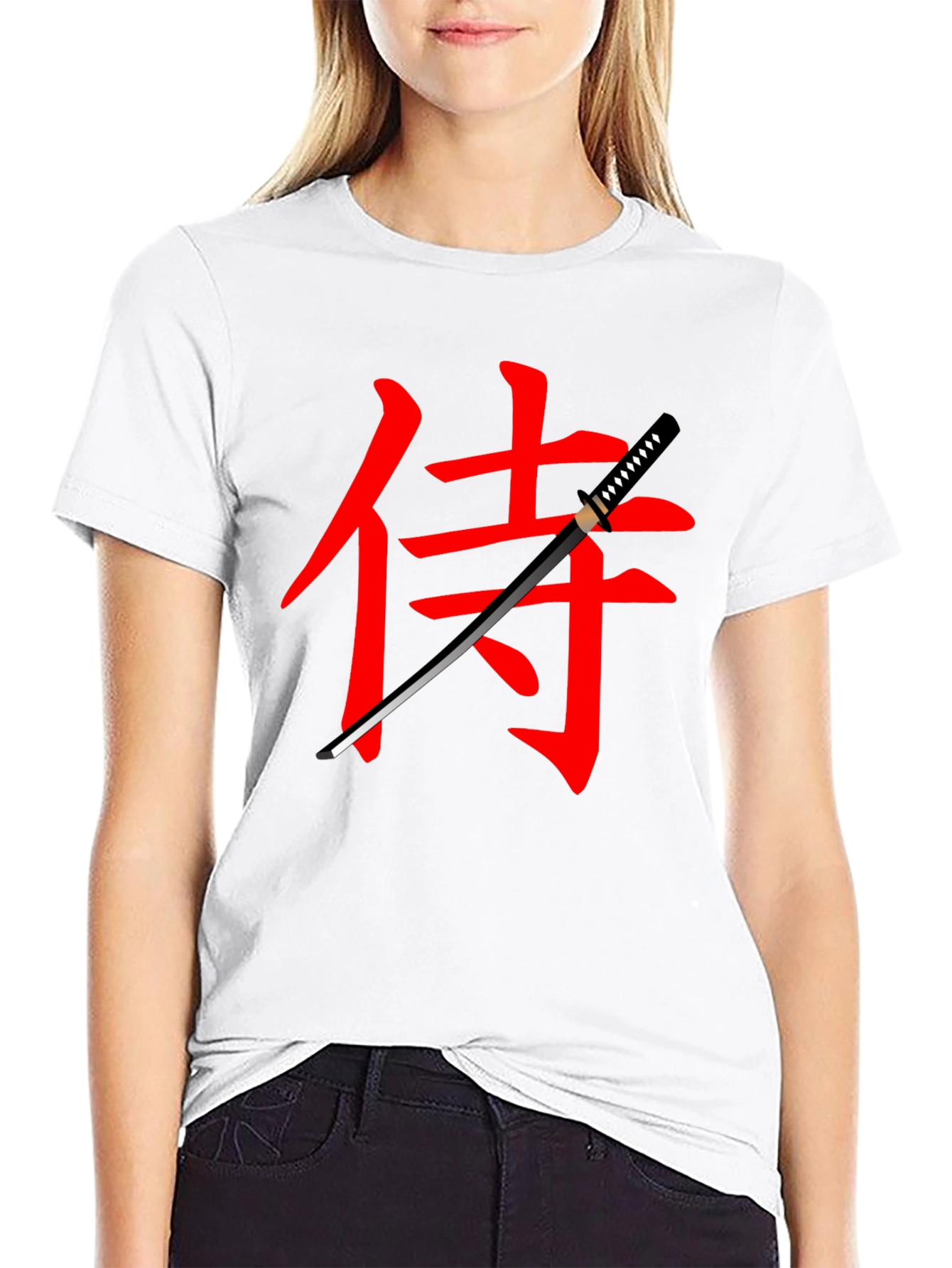 Samurai Sword Graphic Tee - Black Cotton T-Shirt