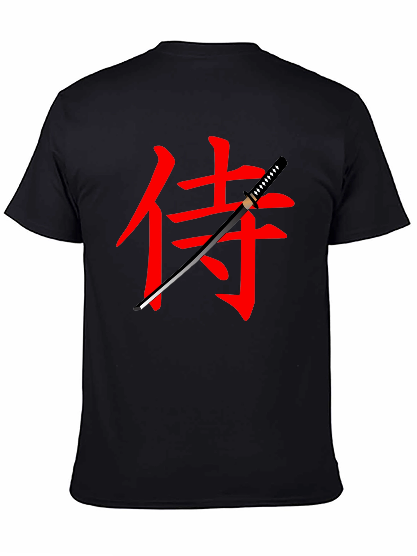 Samurai Sword Graphic Tee - Black Cotton T-Shirt