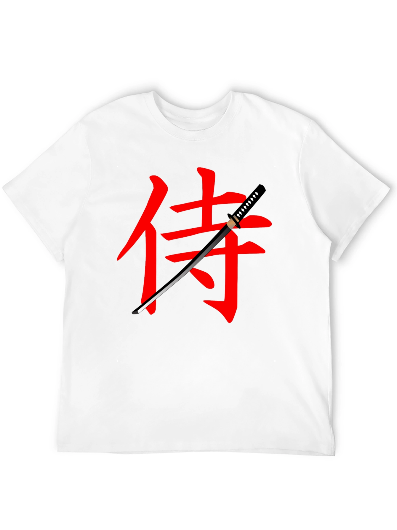 Samurai Sword Graphic Tee - Black Cotton T-Shirt