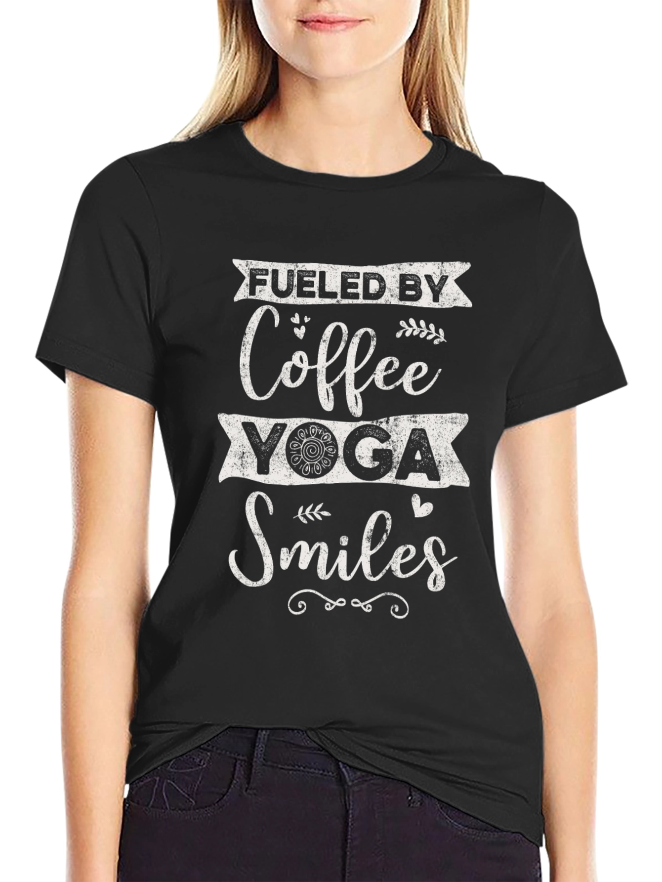 Fueled By Coffee Yoga and Smiles T-Shirt