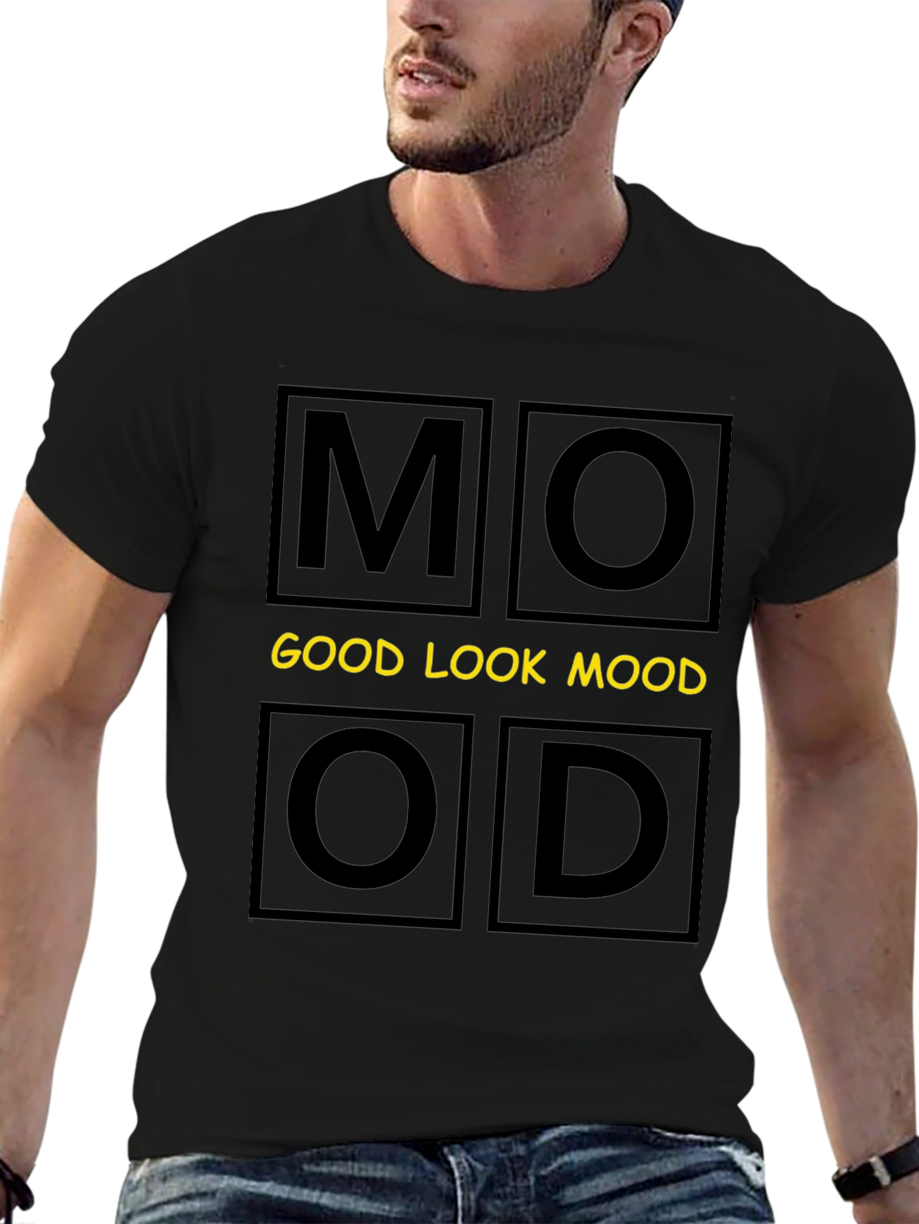 Good Look Mood Graphic Tee - Trendy Black T-Shirt