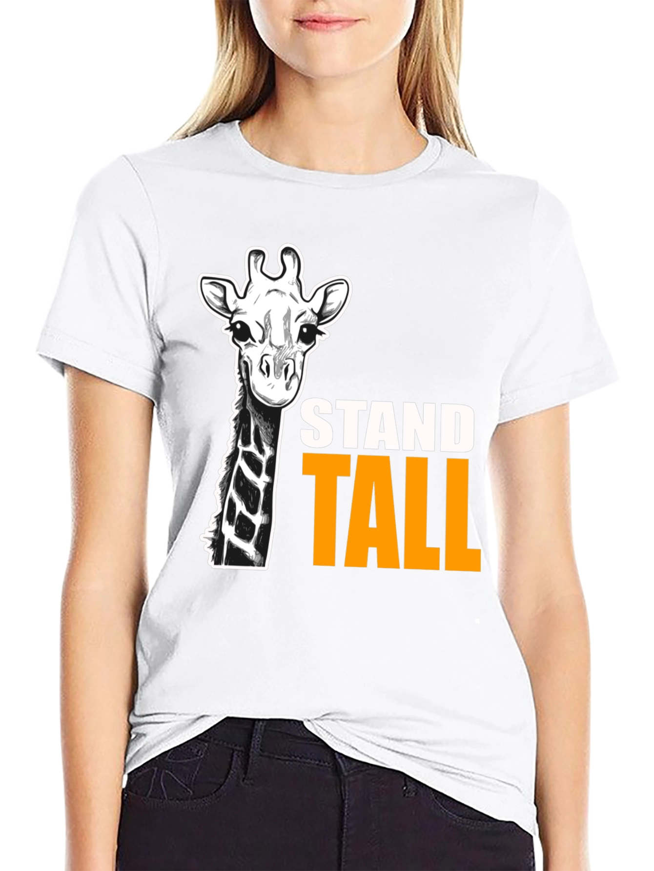 Stand Tall Giraffe Graphic T-Shirt - Black