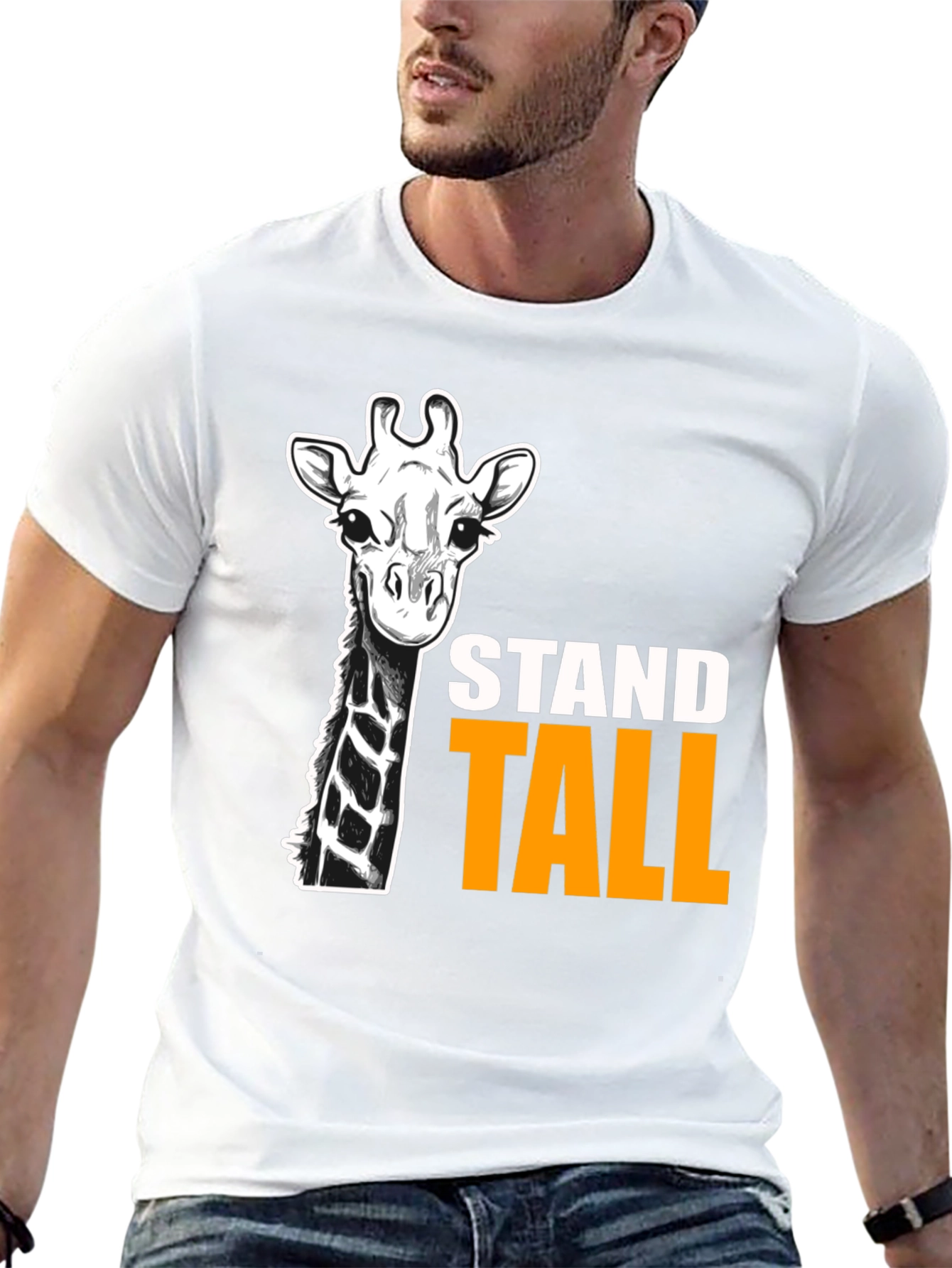 Stand Tall Giraffe Graphic T-Shirt - Black