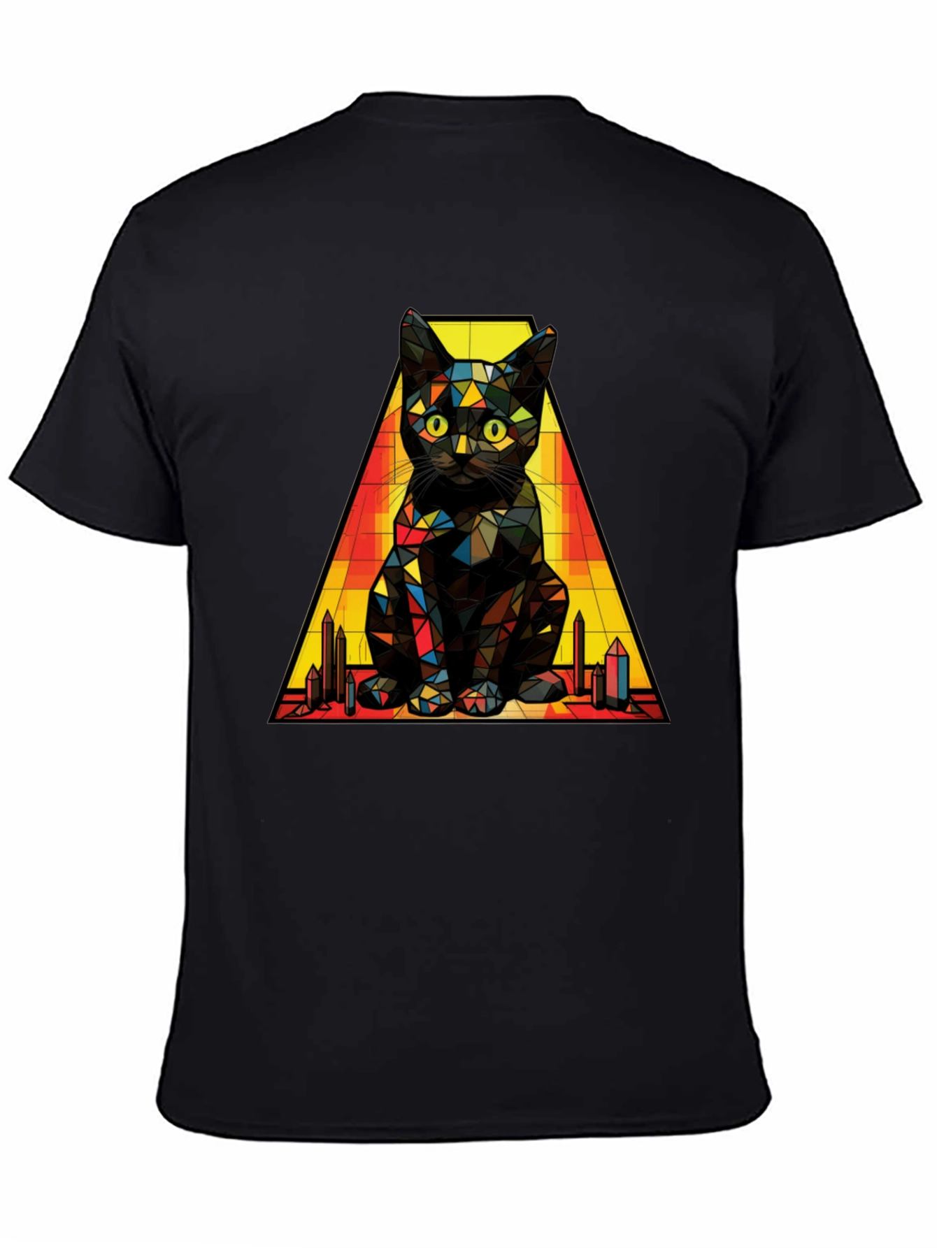 Geometric Cat T-Shirt: Modern Artistic Feline Tee
