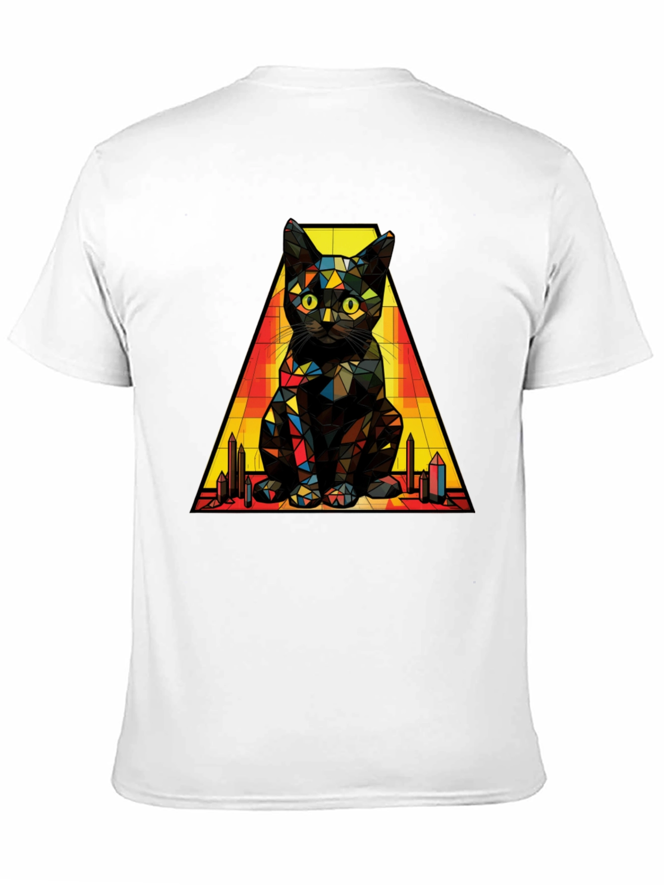 Geometric Cat T-Shirt: Modern Artistic Feline Tee