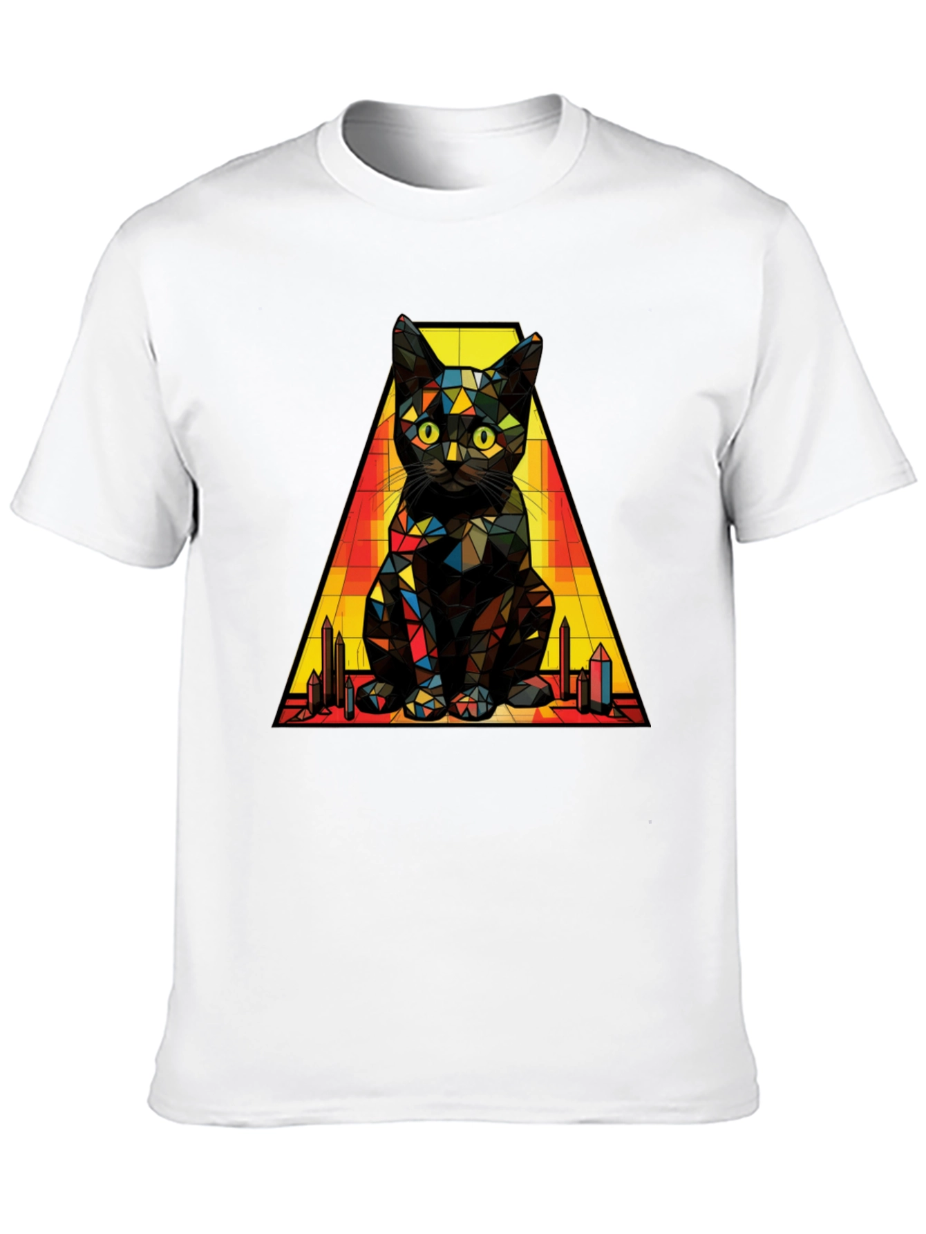 Geometric Cat T-Shirt: Modern Artistic Feline Tee