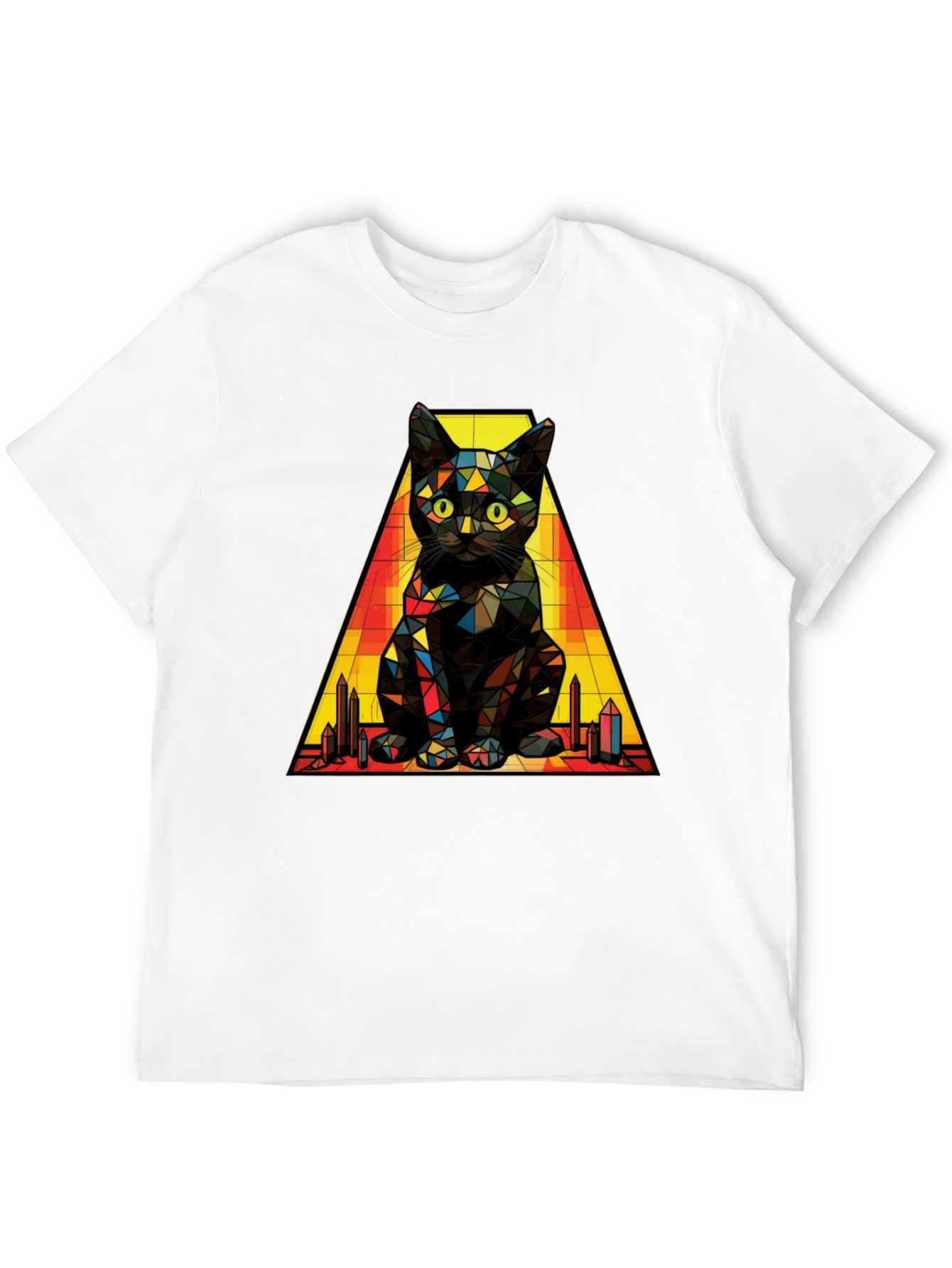 Geometric Cat T-Shirt: Modern Artistic Feline Tee