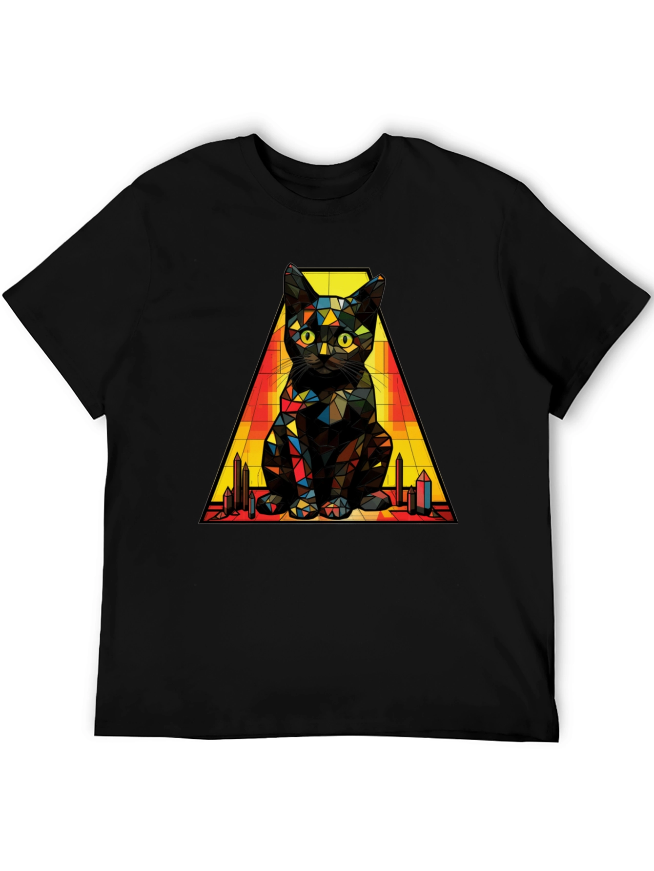 Geometric Cat T-Shirt: Modern Artistic Feline Tee