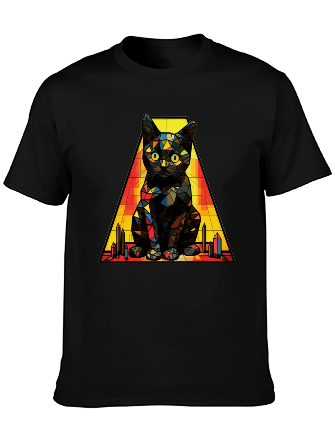 Geometric Cat T-Shirt: Modern Artistic Feline Tee
