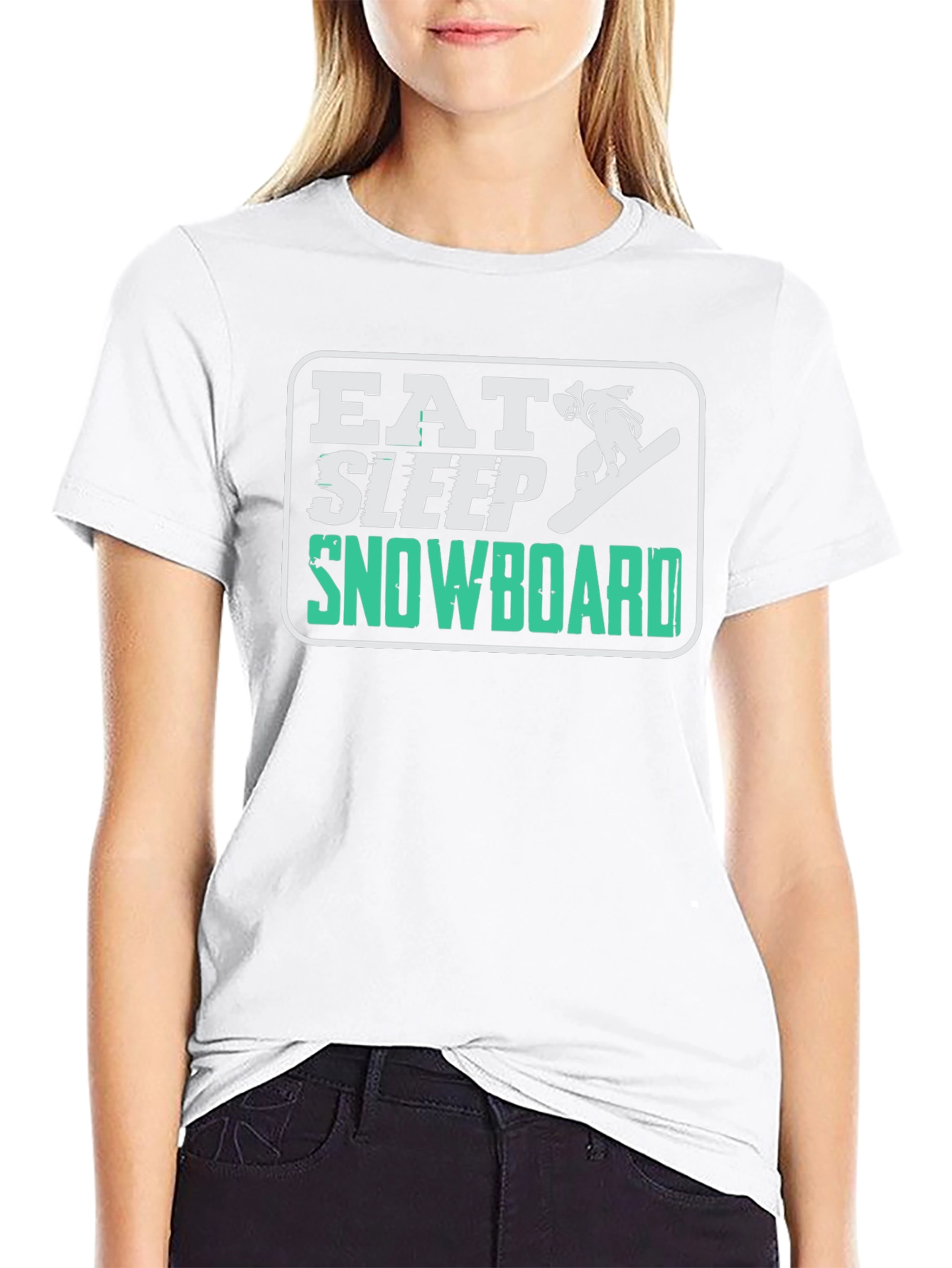 Eat Sleep Snowboard Graphic Tee - Black Casual T-Shirt