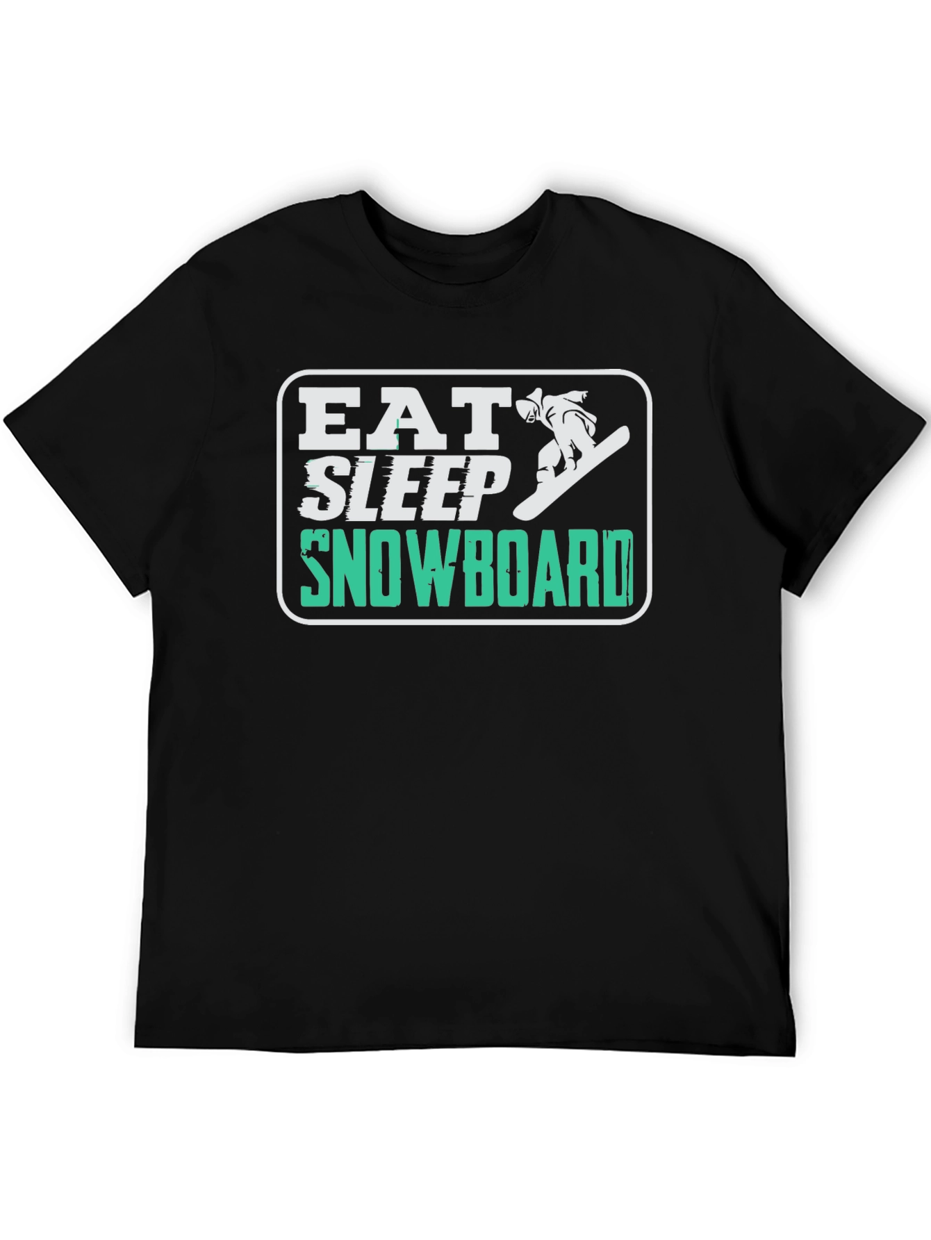 Eat Sleep Snowboard Graphic Tee - Black Casual T-Shirt