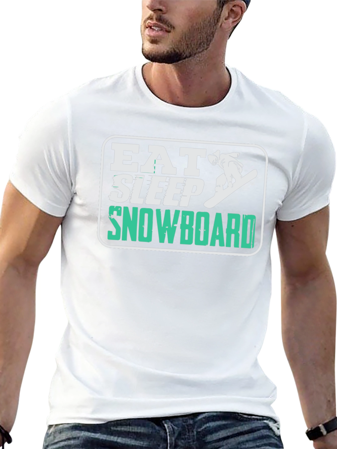 Eat Sleep Snowboard Graphic Tee - Black Casual T-Shirt