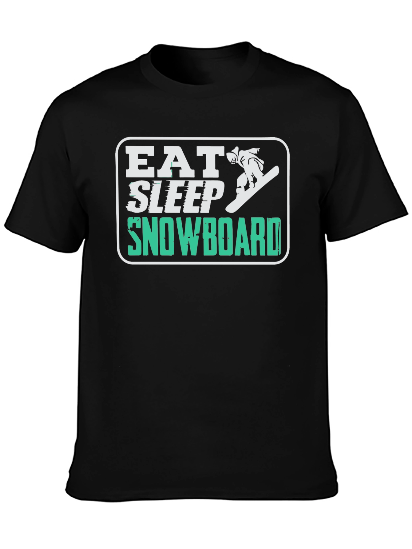 Eat Sleep Snowboard Graphic Tee - Black Casual T-Shirt