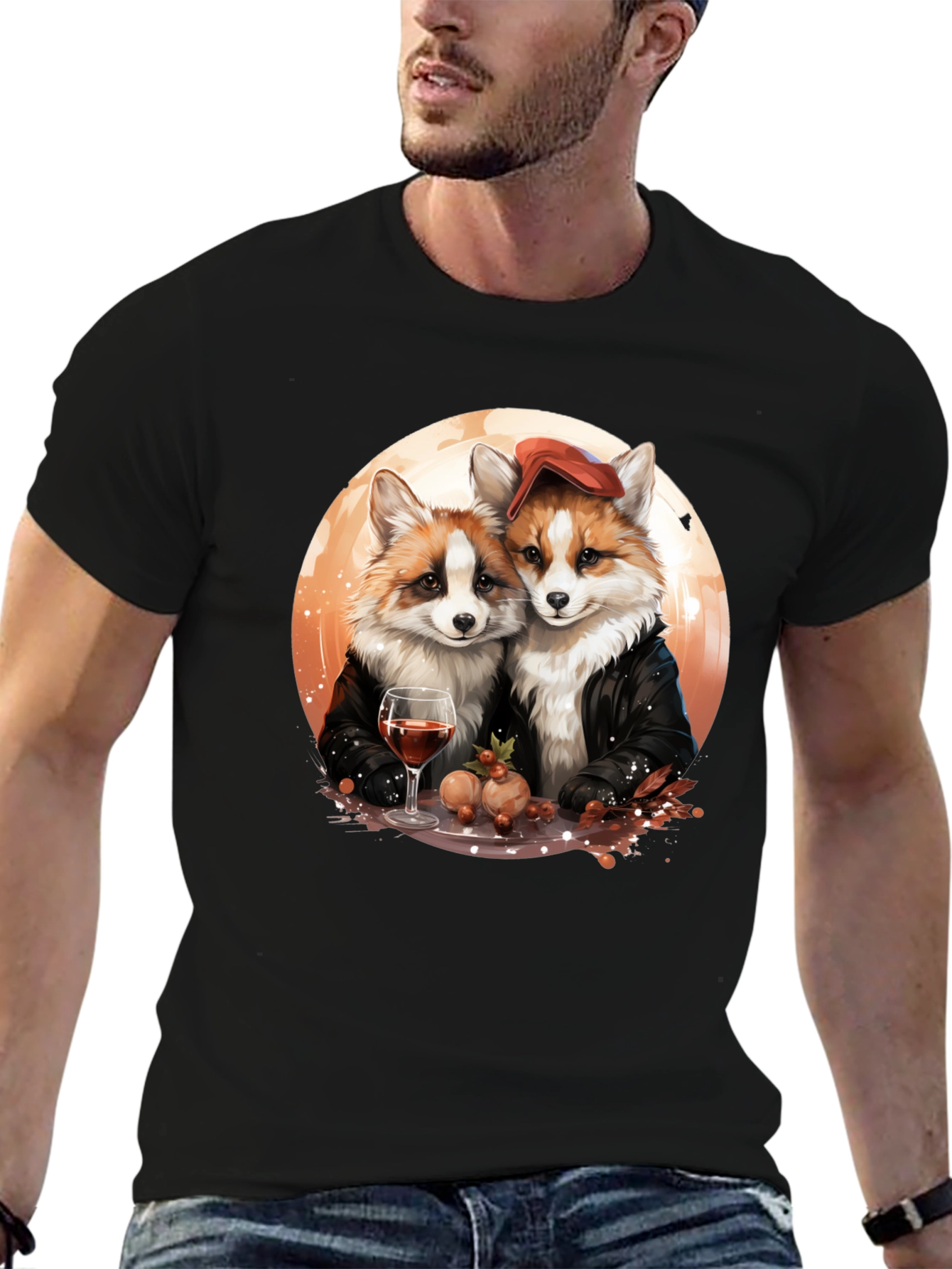 Fox Couple Graphic T-Shirt - Unique Design