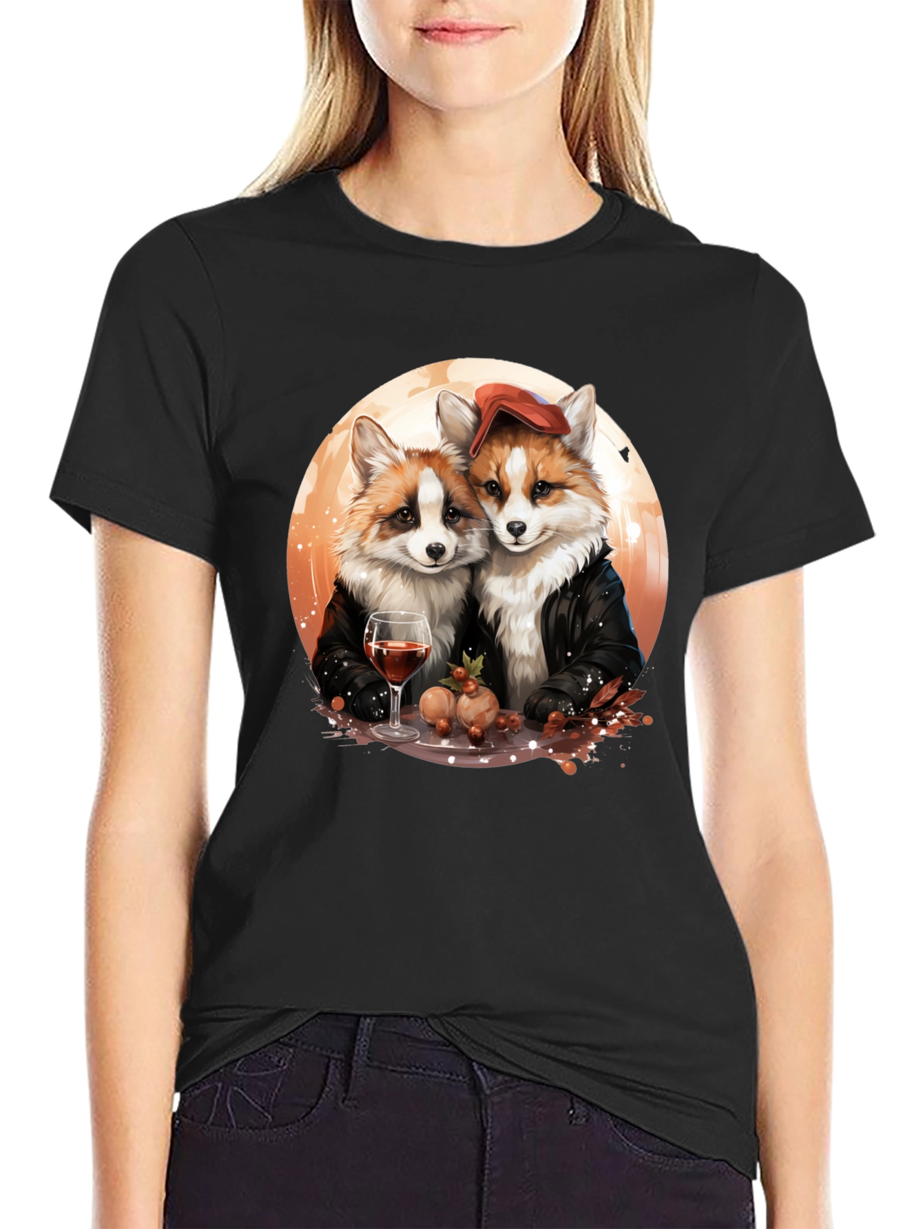 Fox Couple Graphic T-Shirt - Unique Design