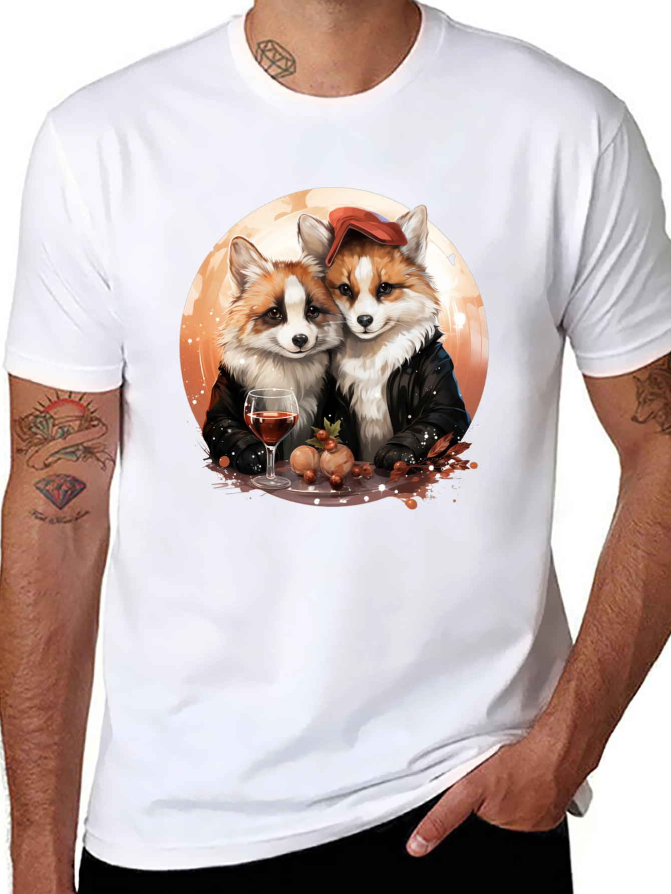 Fox Couple Graphic T-Shirt - Unique Design