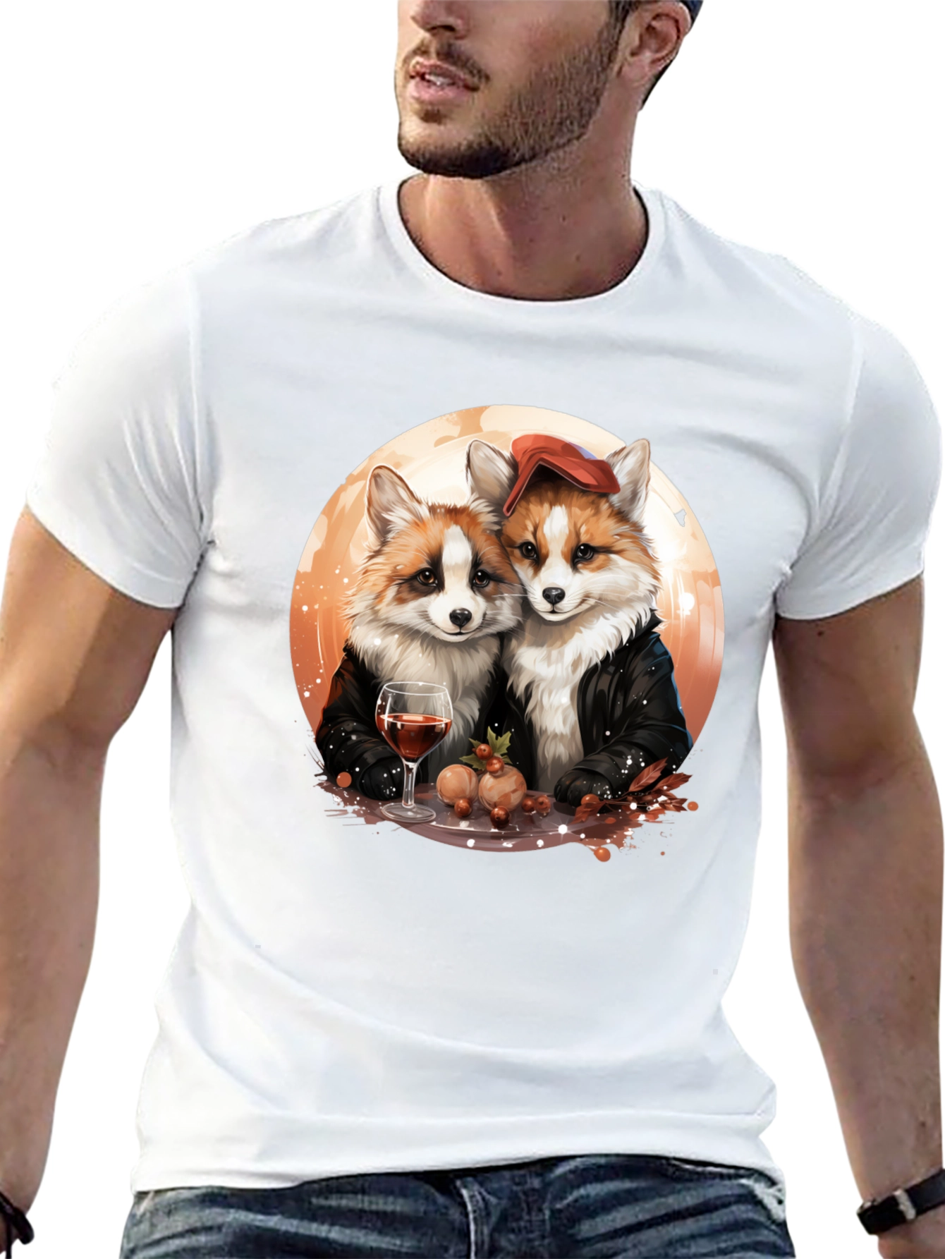 Fox Couple Graphic T-Shirt - Unique Design