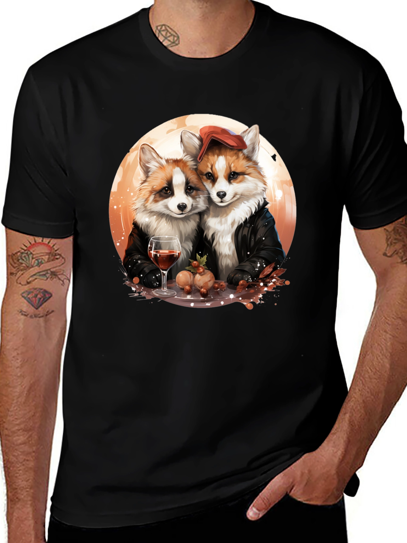 Fox Couple Graphic T-Shirt - Unique Design