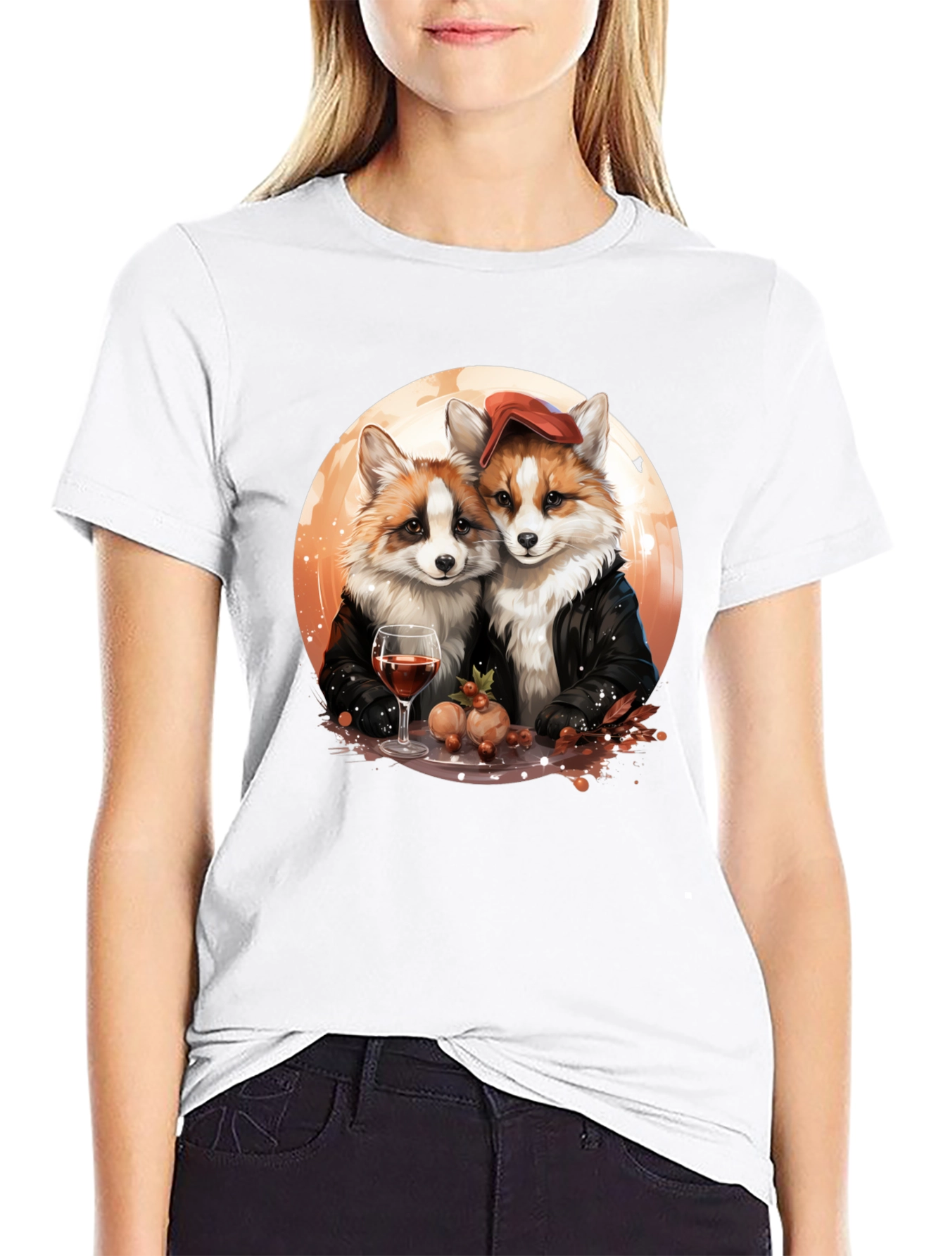 Fox Couple Graphic T-Shirt - Unique Design