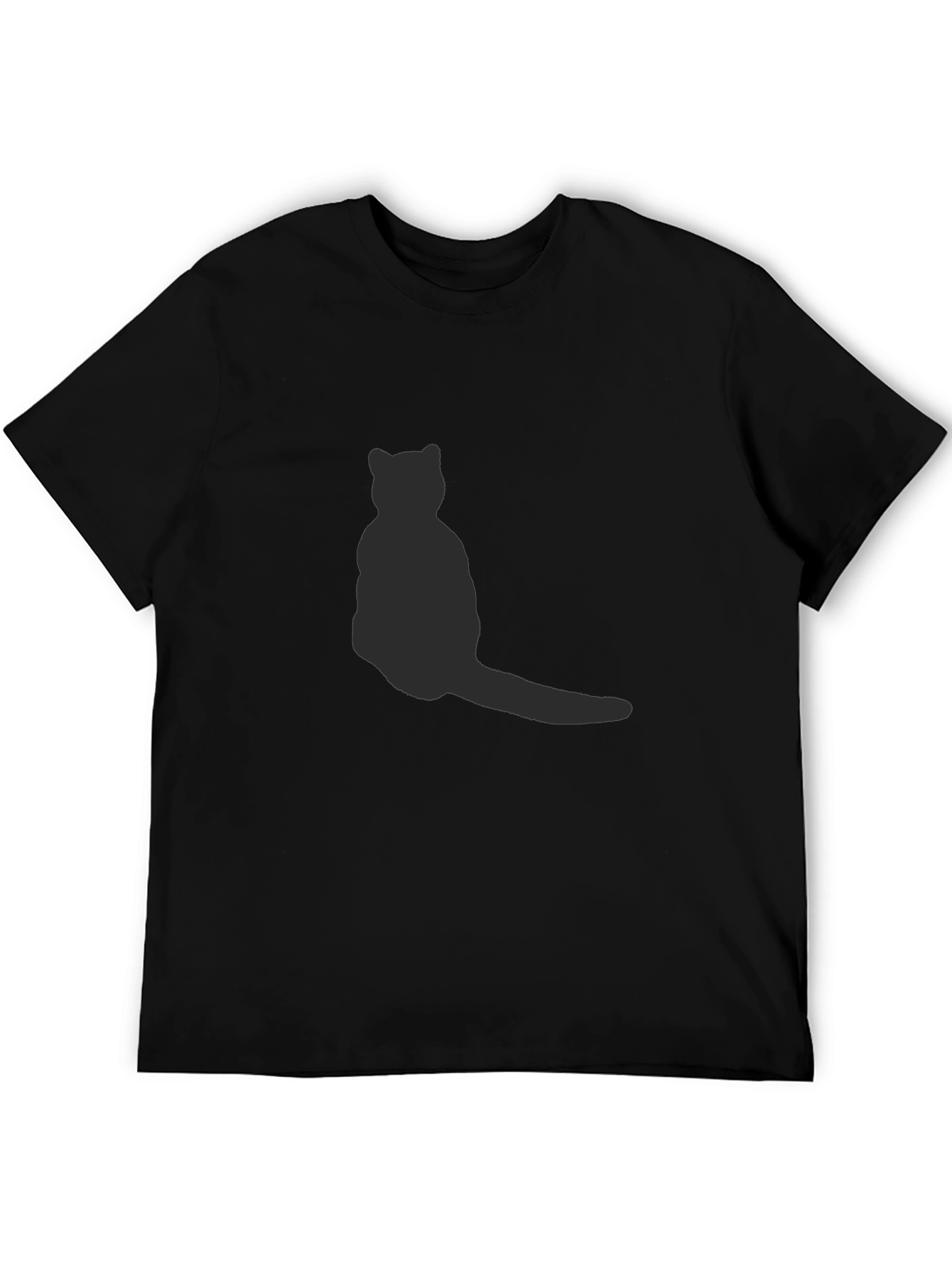 Mens Black T-Shirt with Cat Silhouette