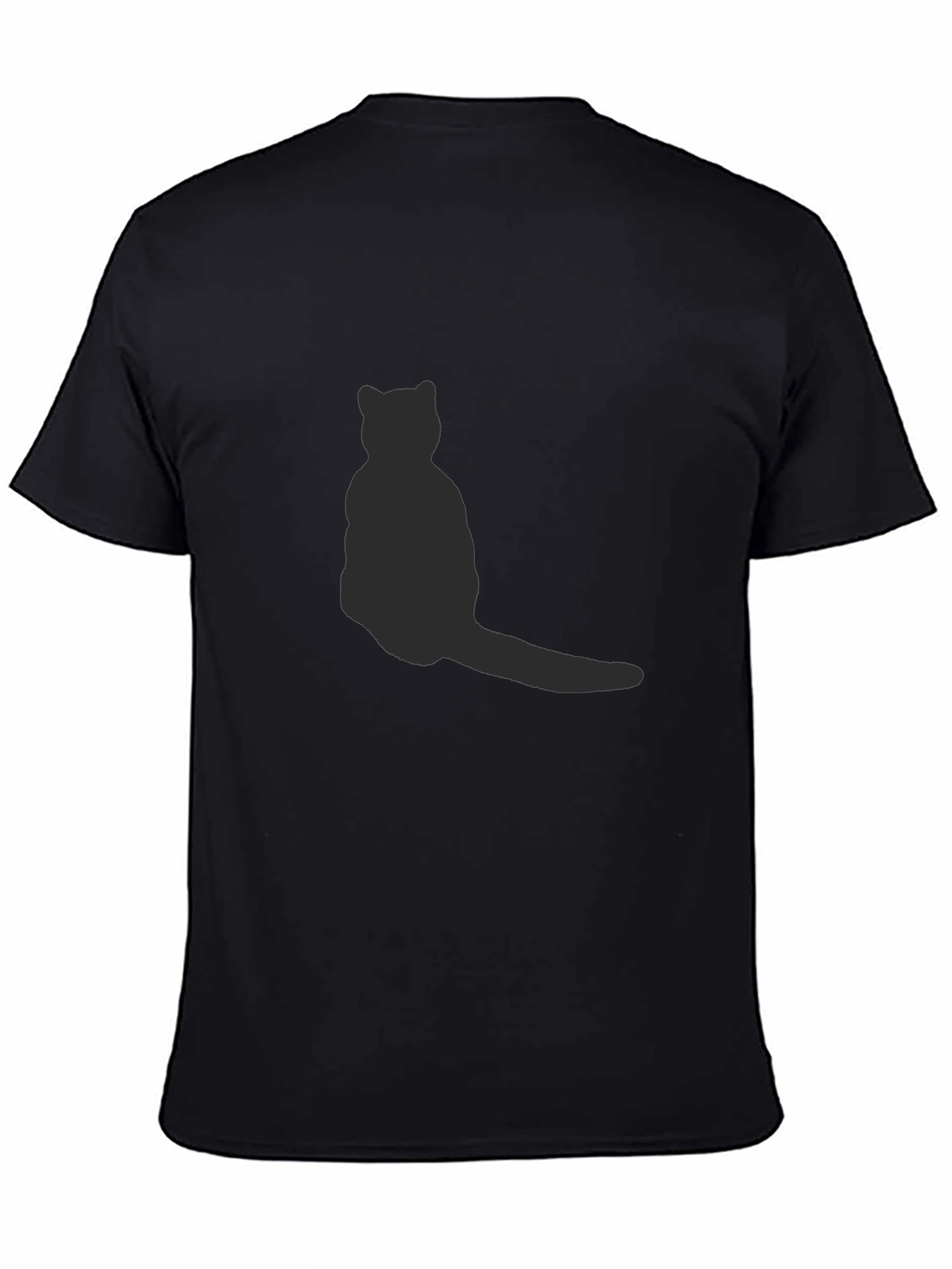 Mens Black T-Shirt with Cat Silhouette