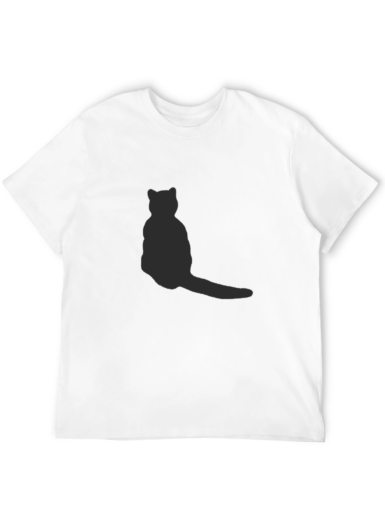 Mens Black T-Shirt with Cat Silhouette
