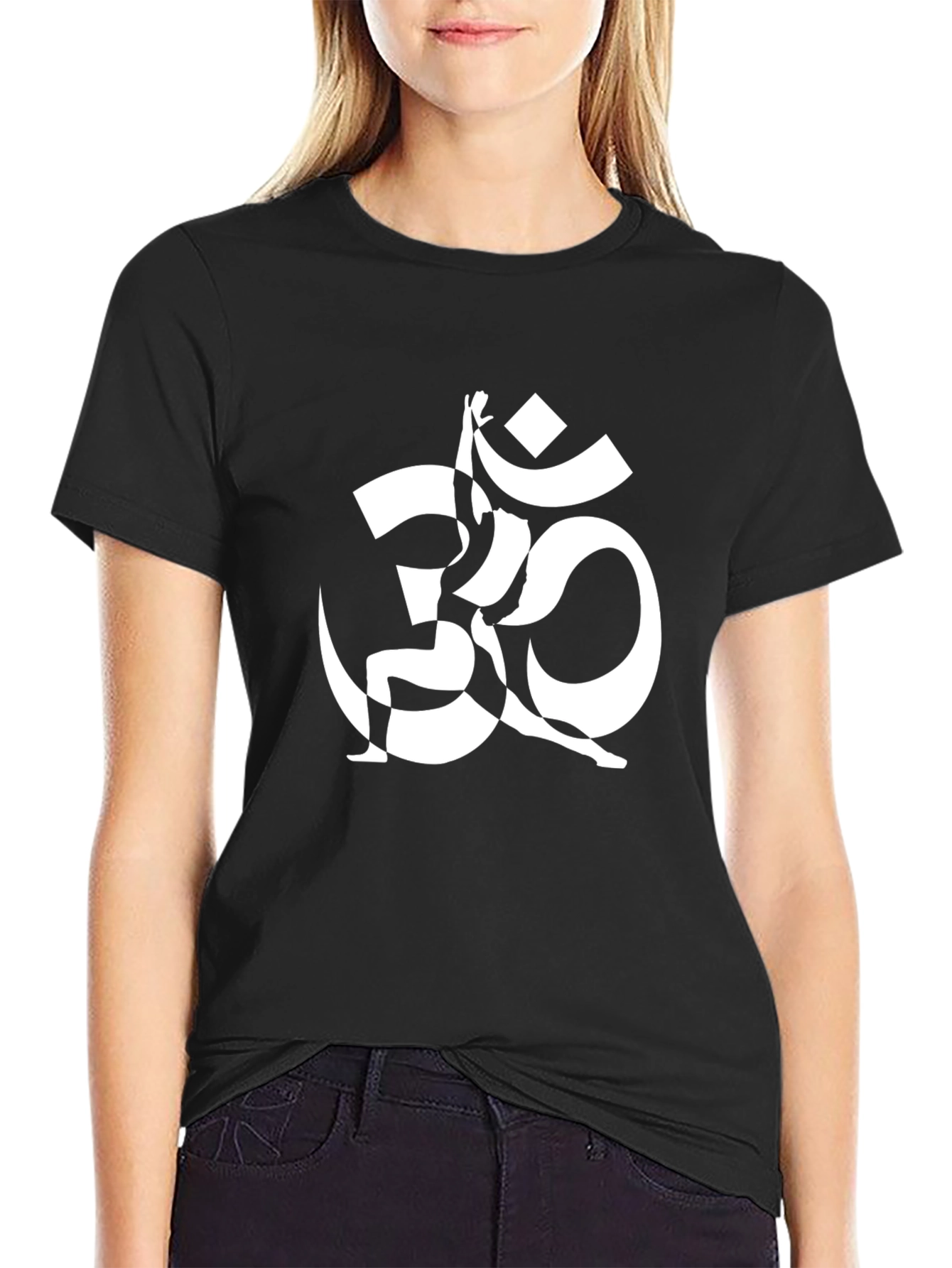 Black Tee with Om Symbol Graphic