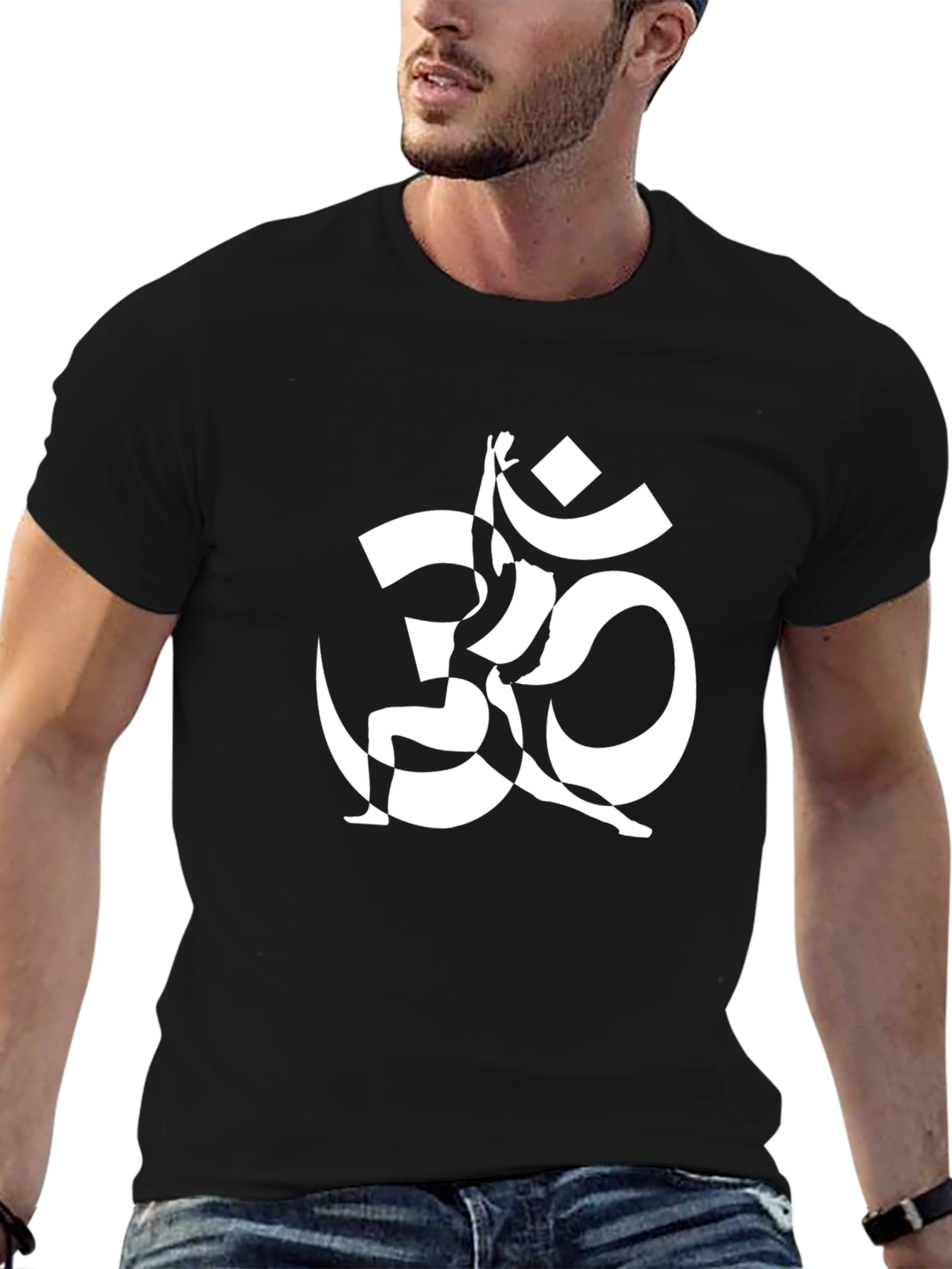 Black Tee with Om Symbol Graphic