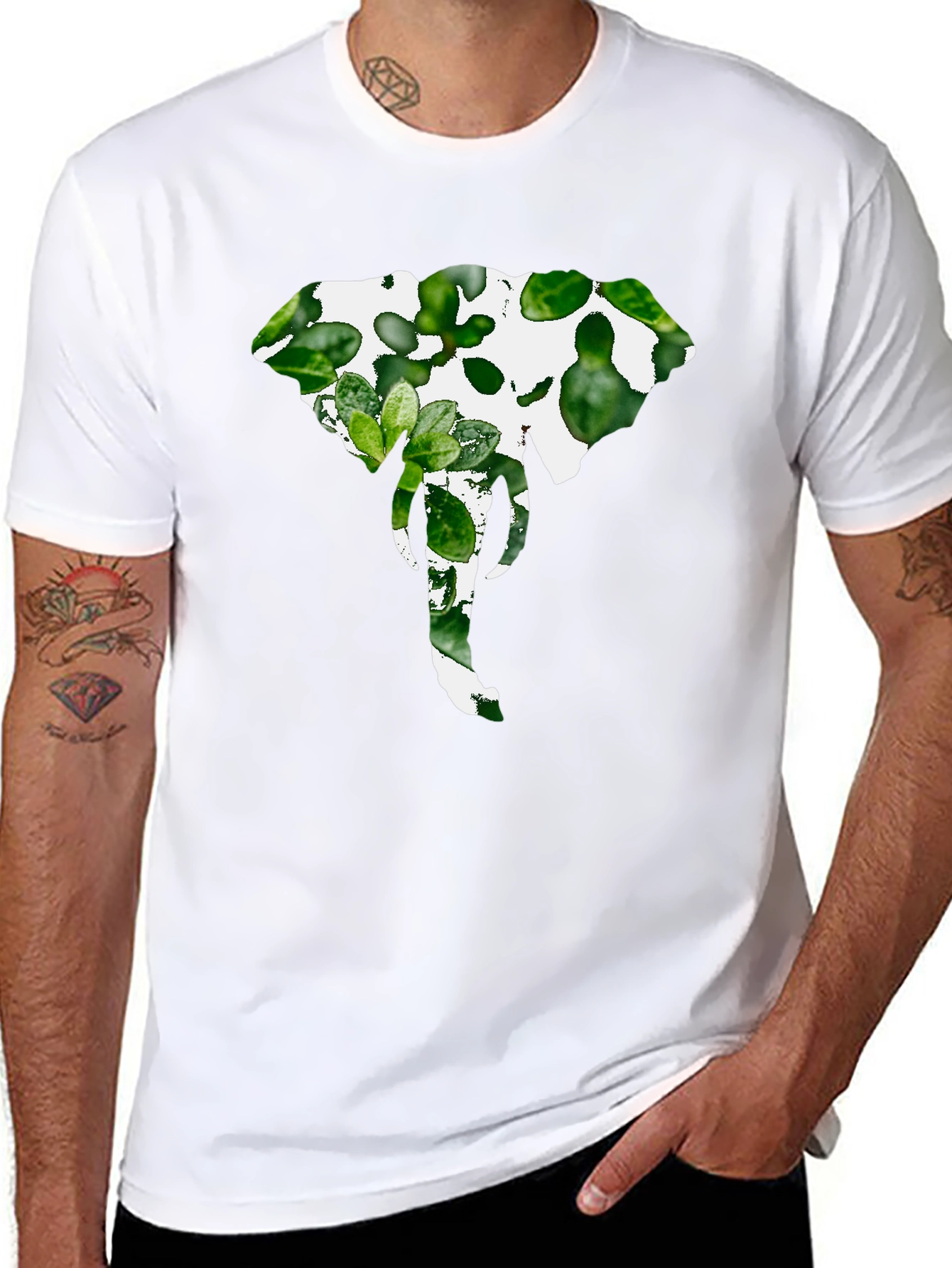 Elephant Plant Graphic Tee - Stylish Black Shirt