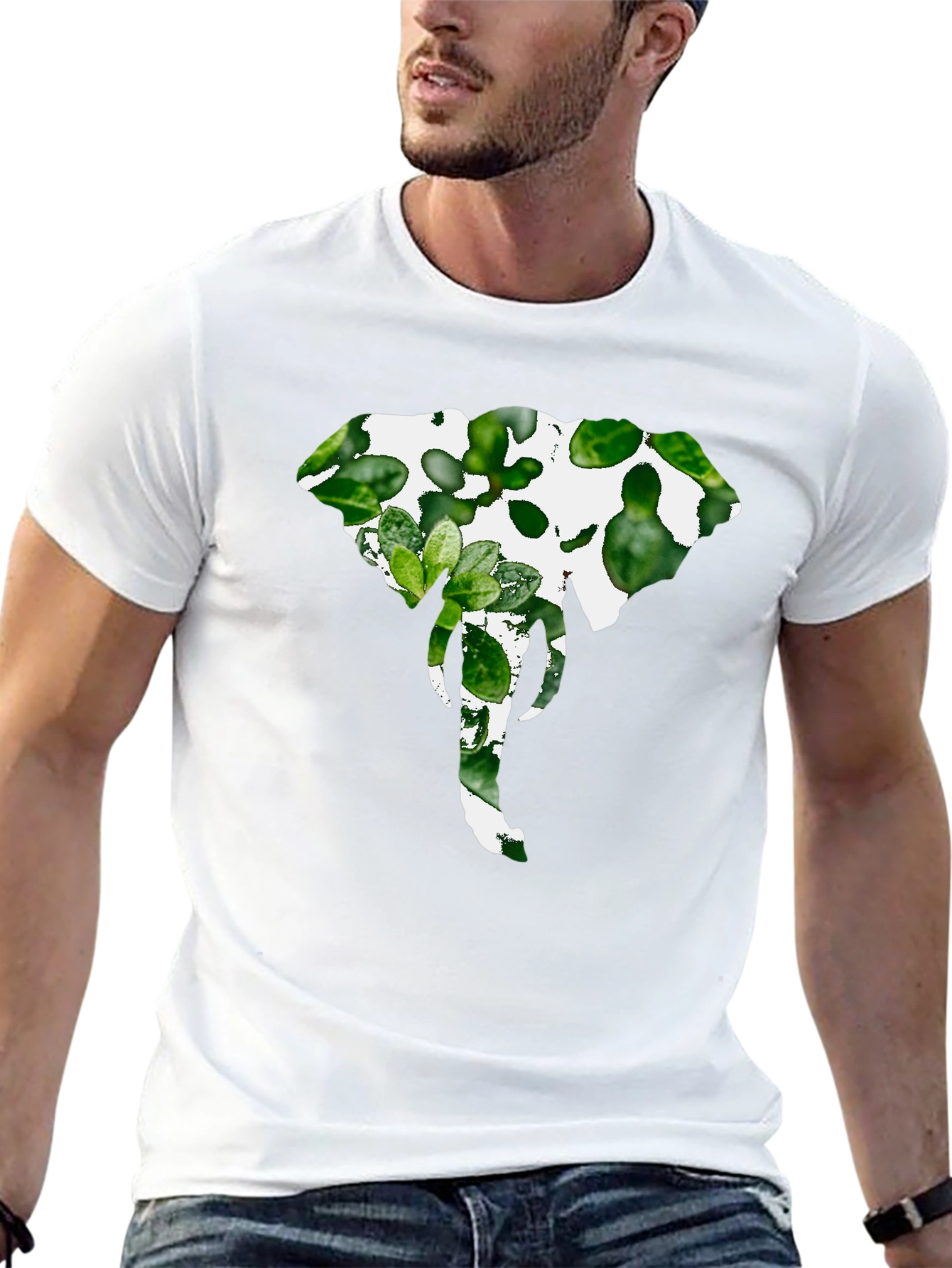 Elephant Plant Graphic Tee - Stylish Black Shirt